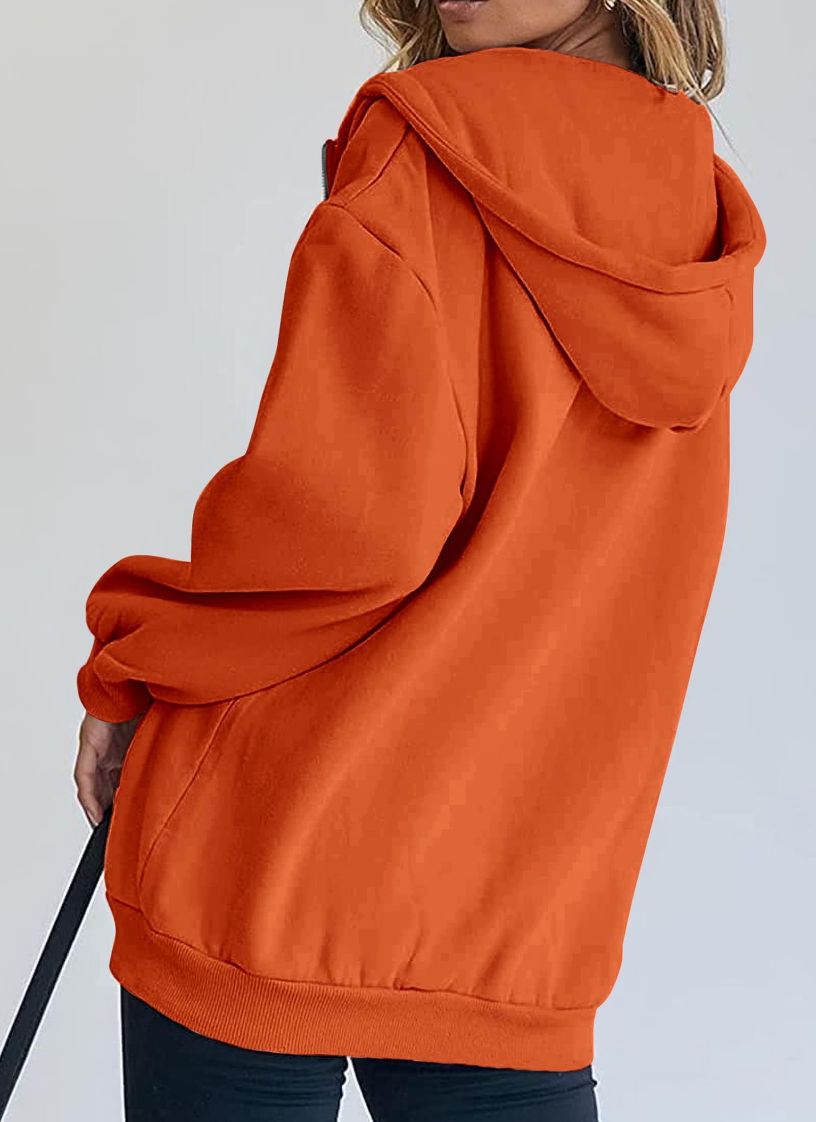 Women's Fall Zip Up Hoodies Sweatshirts Orange