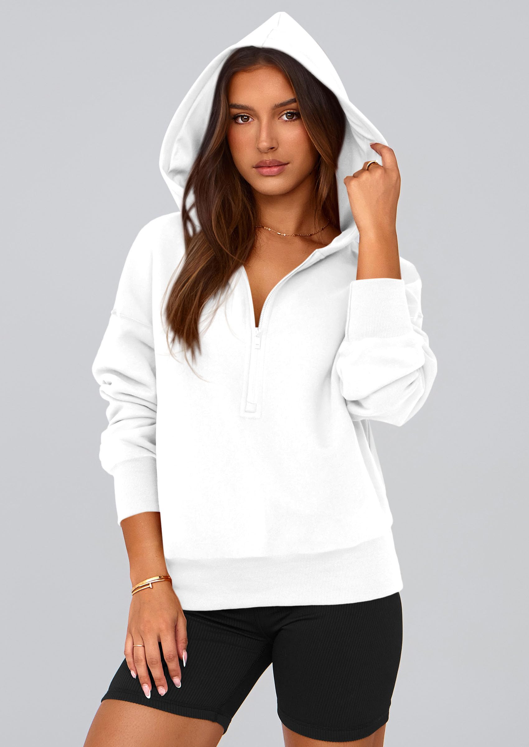 Women's Fall Half Zip Cropped Hoodie Sweatshirt