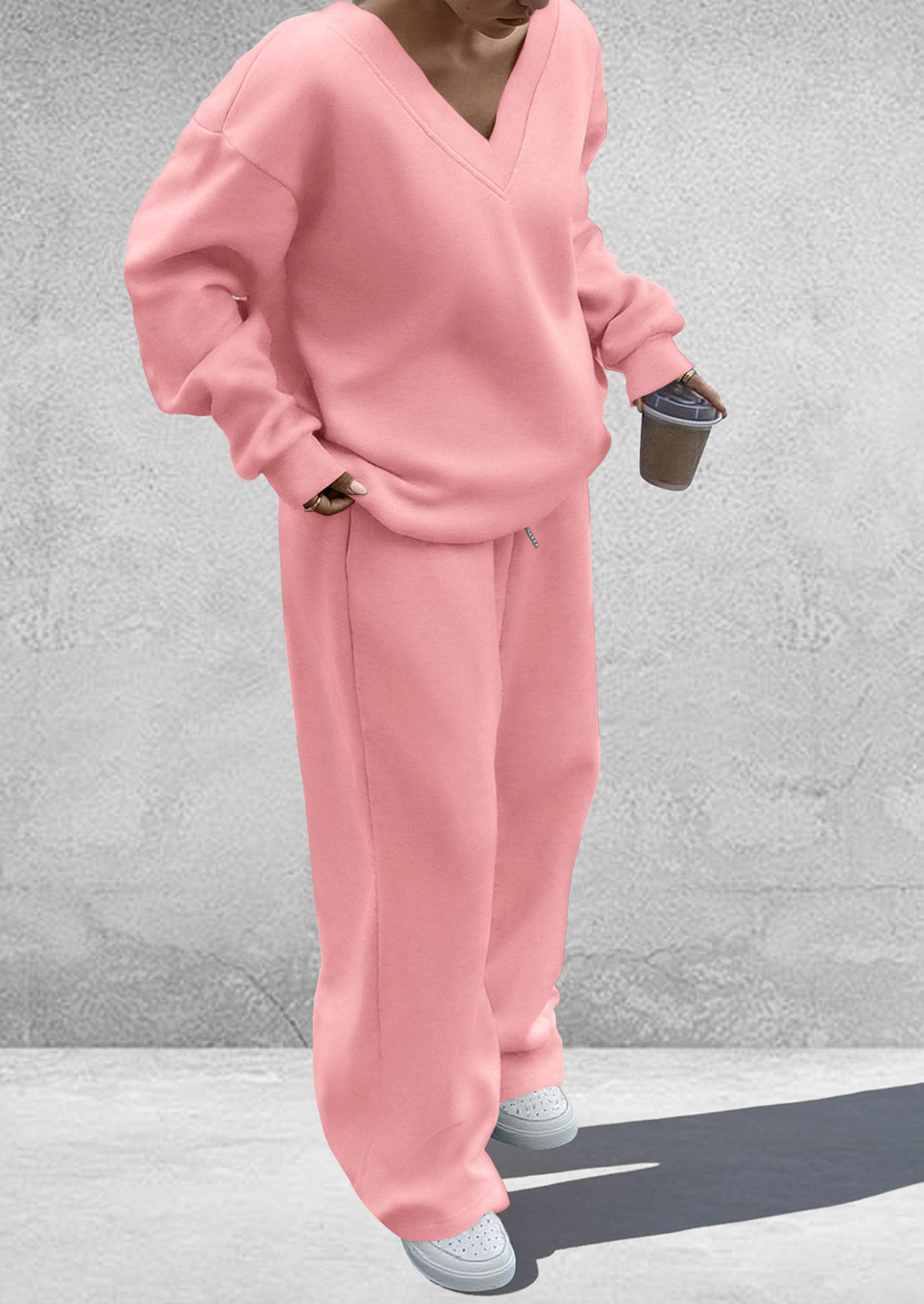 Womens 2 Piece Outfits Fall Sweatsuits,Pink,S