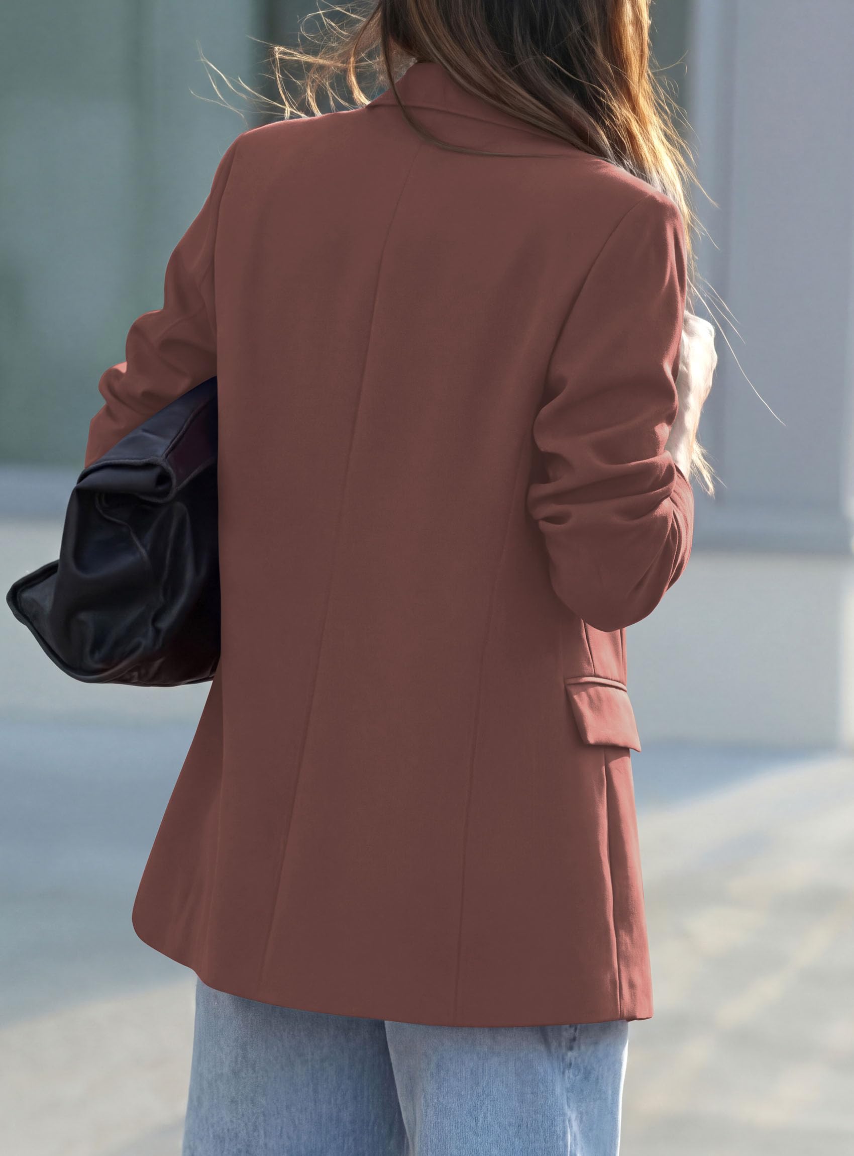 Women's Fall Business Casual Oversized Blazers(Brown,S)