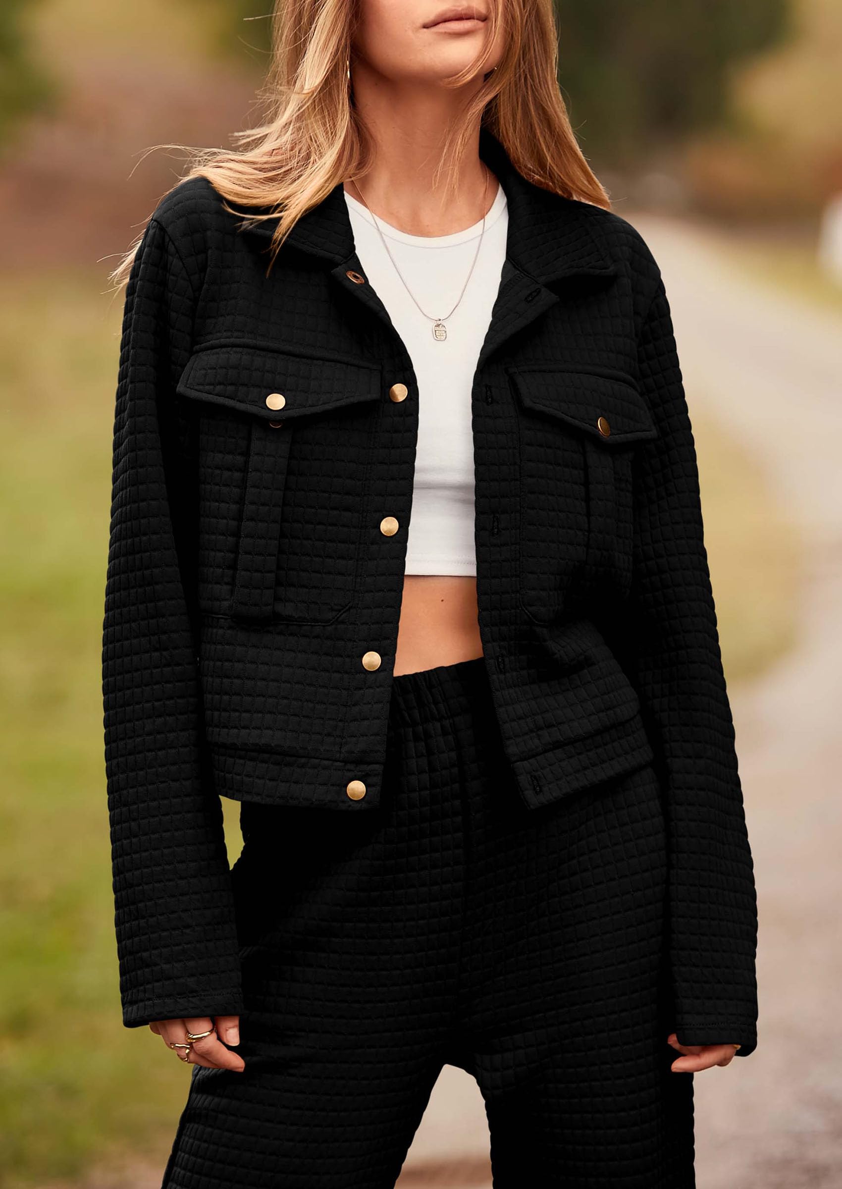 Women's 2 Piece Matching Lounge Sets Tracksuit,Black,S