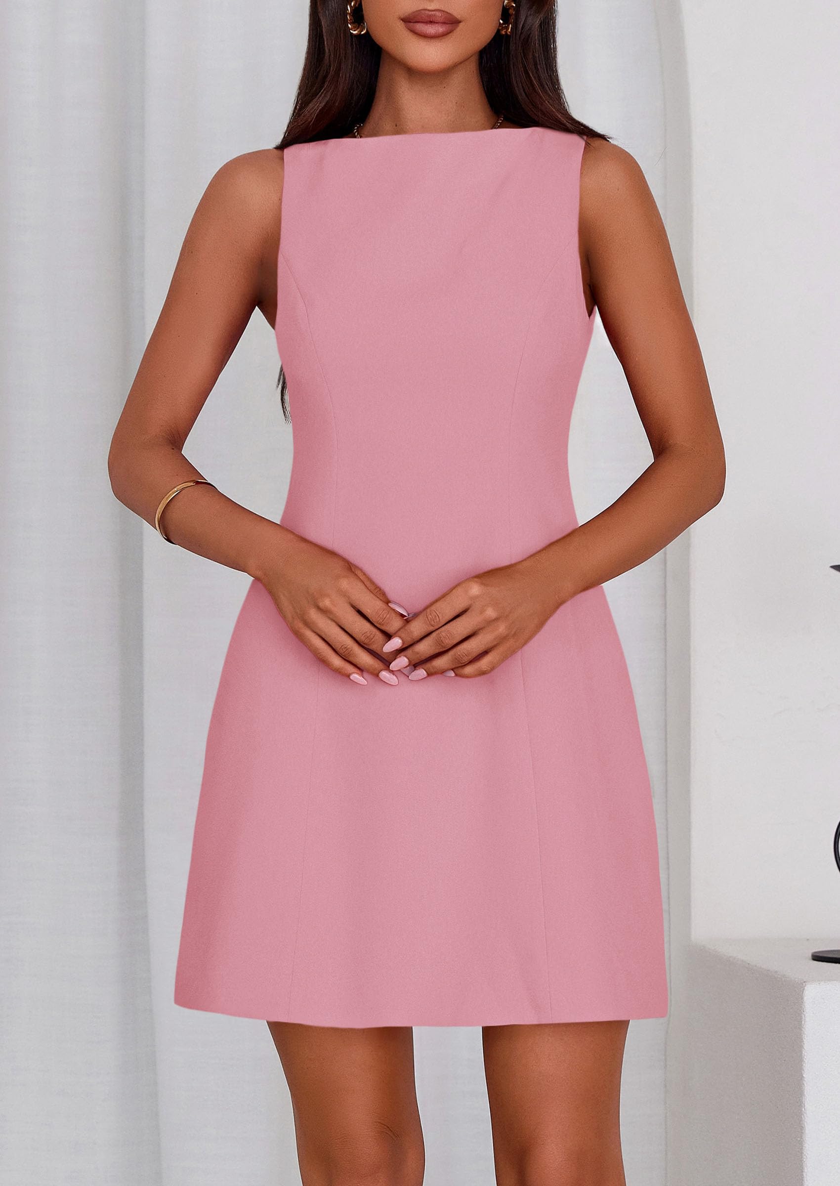 Women's Formal Short Dresses A Line Mini Dress,Pink,S