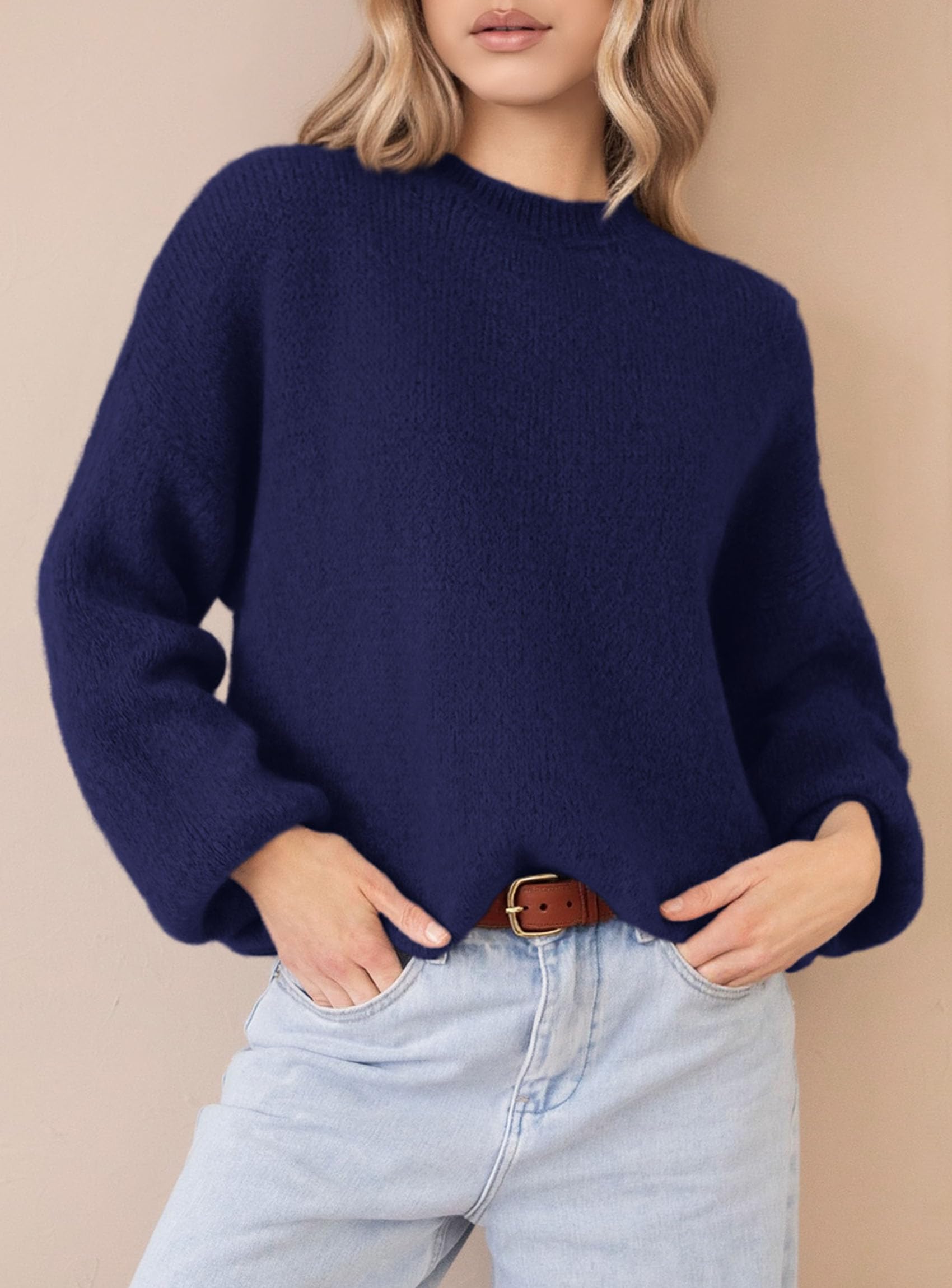 Women's Fall Oversized Holiday Sweaters (Navy Blue,S)