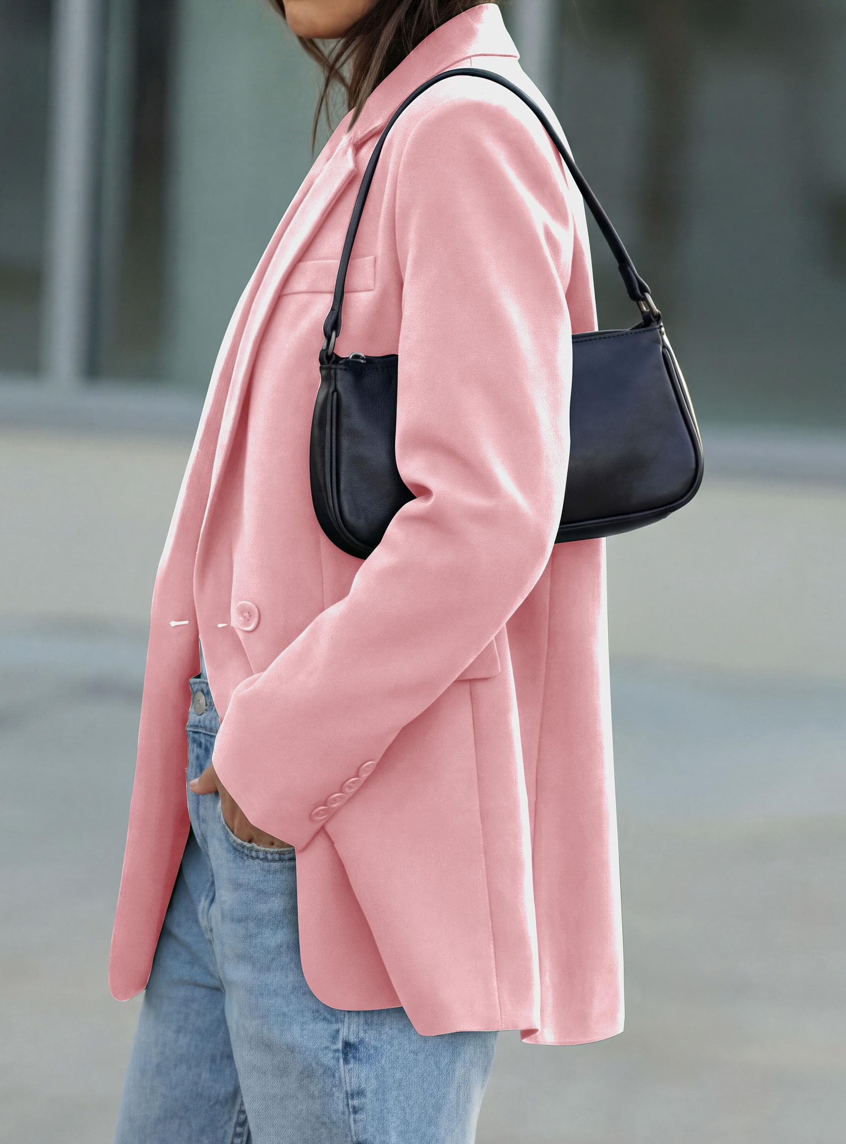 Women's Fall Business Casual Oversized Blazers(Pink,S)