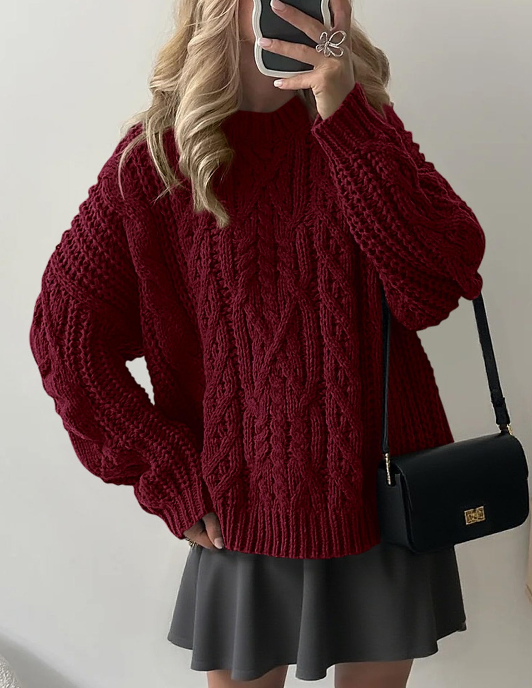 Womens Oversized Fall Sweaters Chunky Cable Knit Pullover Tops