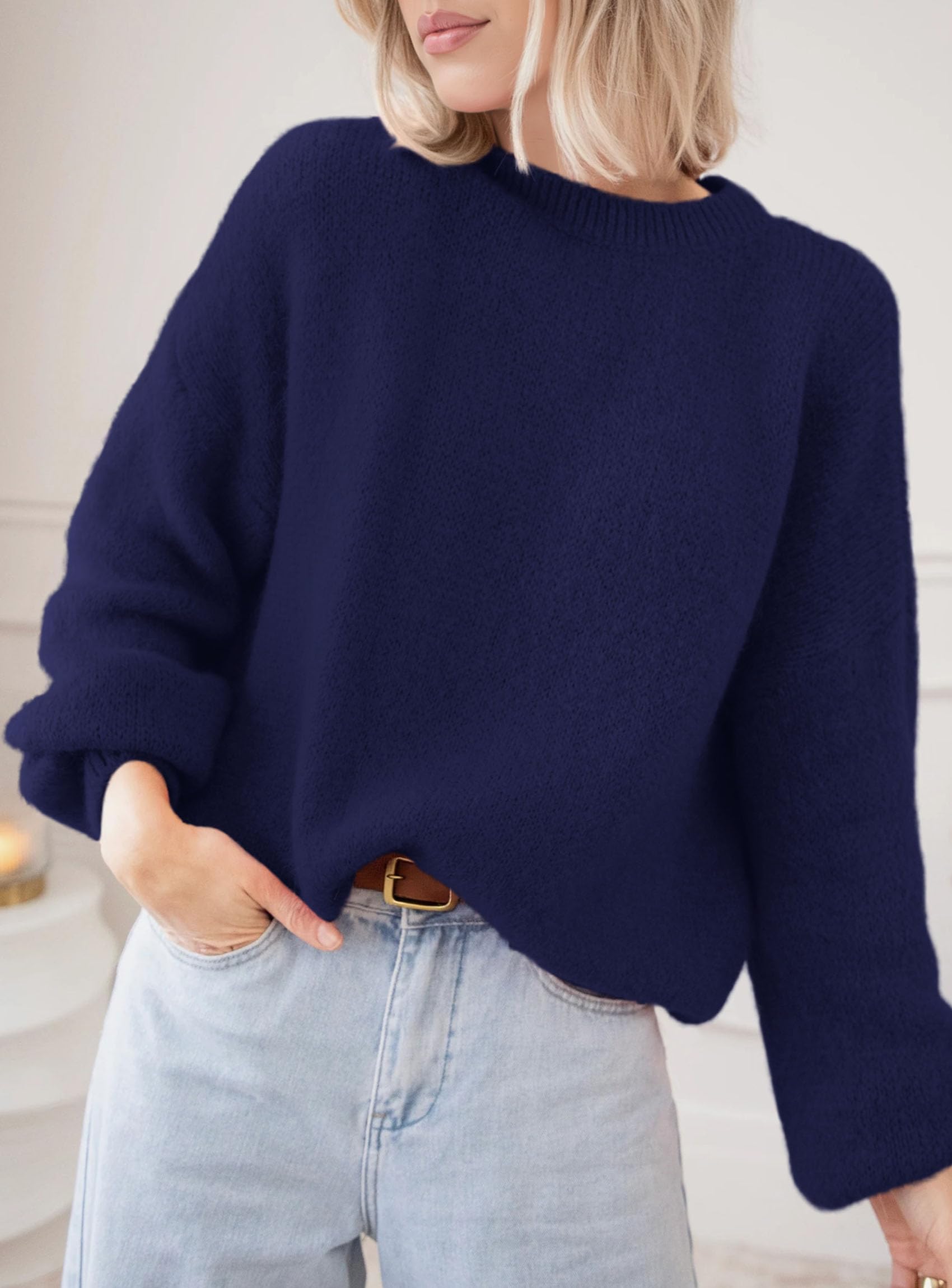 Women's Fall Oversized Holiday Sweaters (Navy Blue,S)