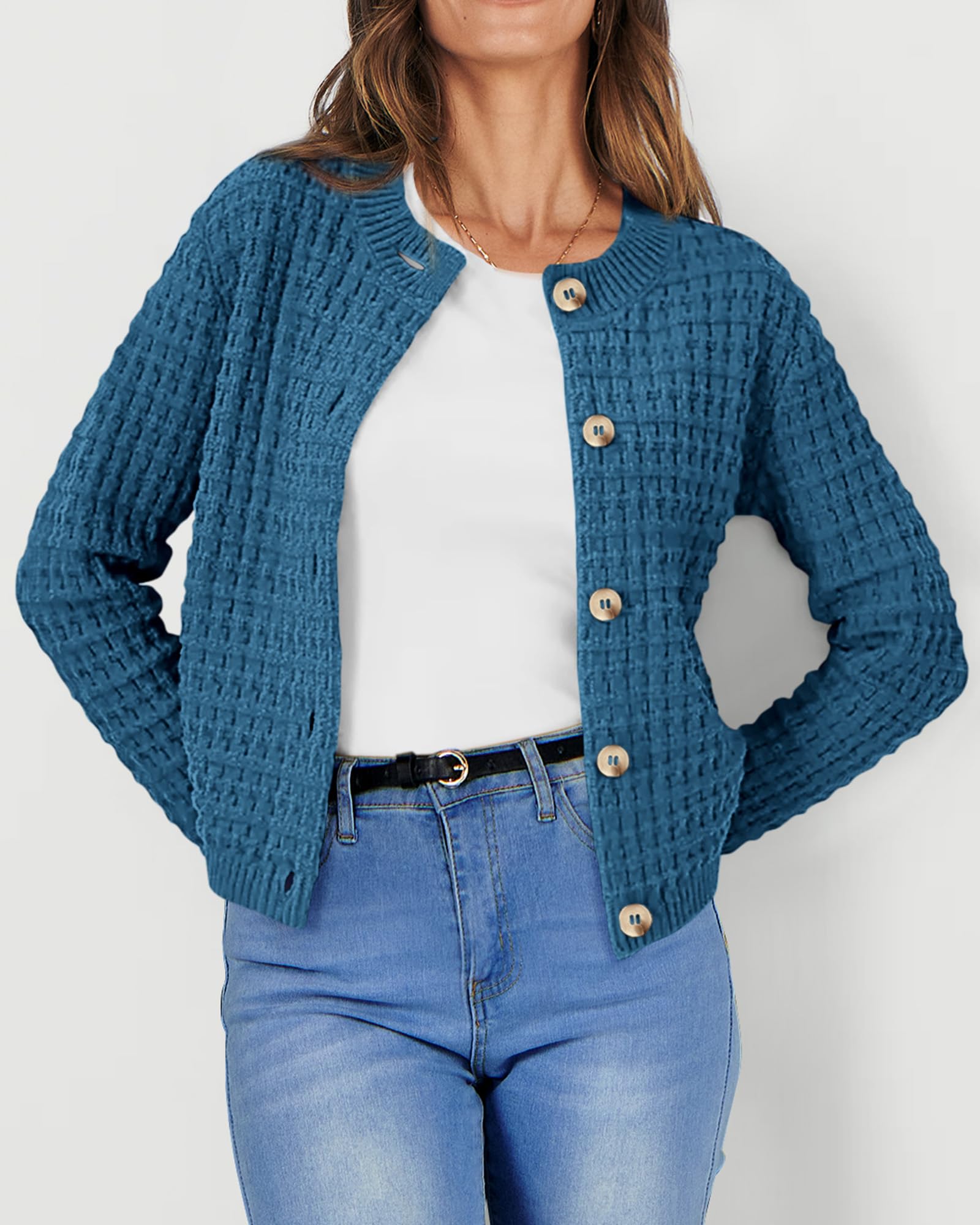 Women's Fall Lightweight Cardigan Sweaters Blue