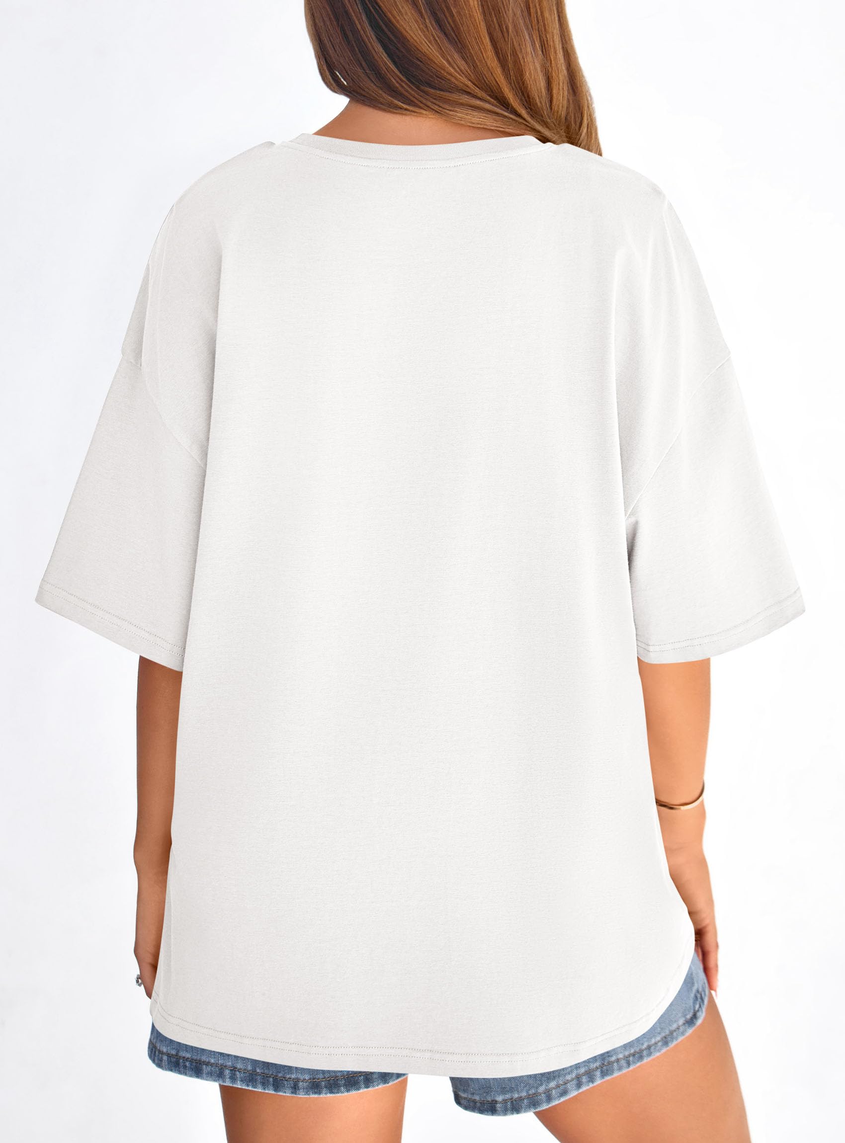 Women's Oversized Tshirts Going Out Tops (White,L)