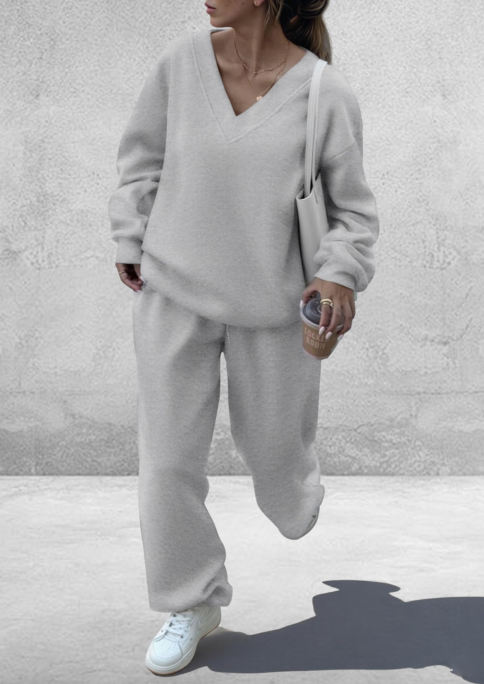 Womens 2 Piece Outfits Fall Sweatsuits,Grey,S