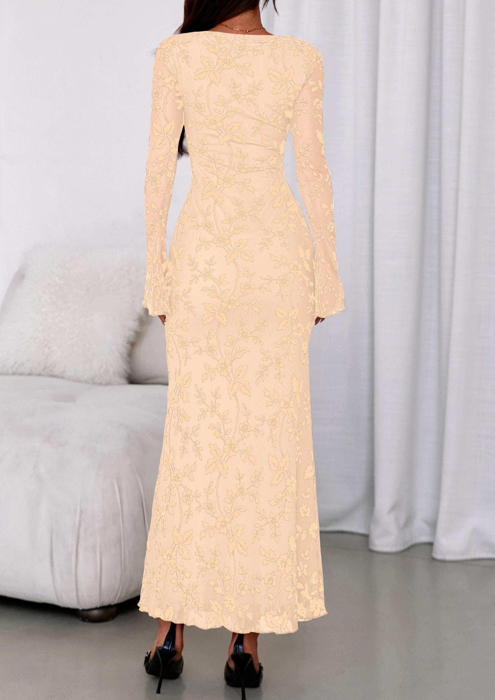 Women's Floral Bodycon Maxi Dress Wedding Guest Dresses