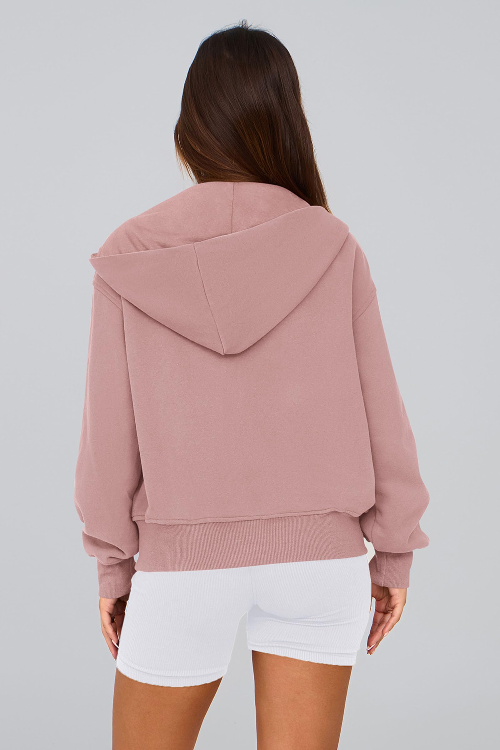 Hoodies for Women Fall Fashion Zip Up Fleece Plain Sweatshirt