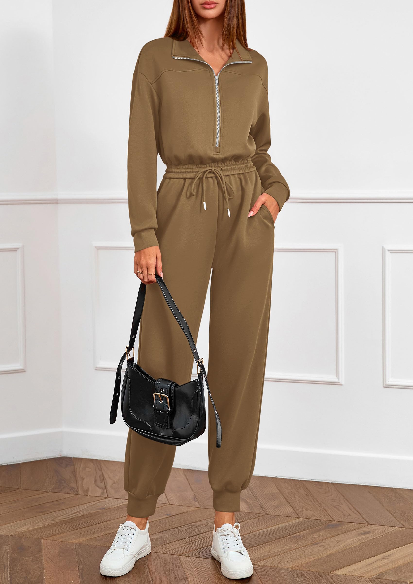 Long Sleeve Jumpsuits for Women Fall One Piece Travel Outfits
