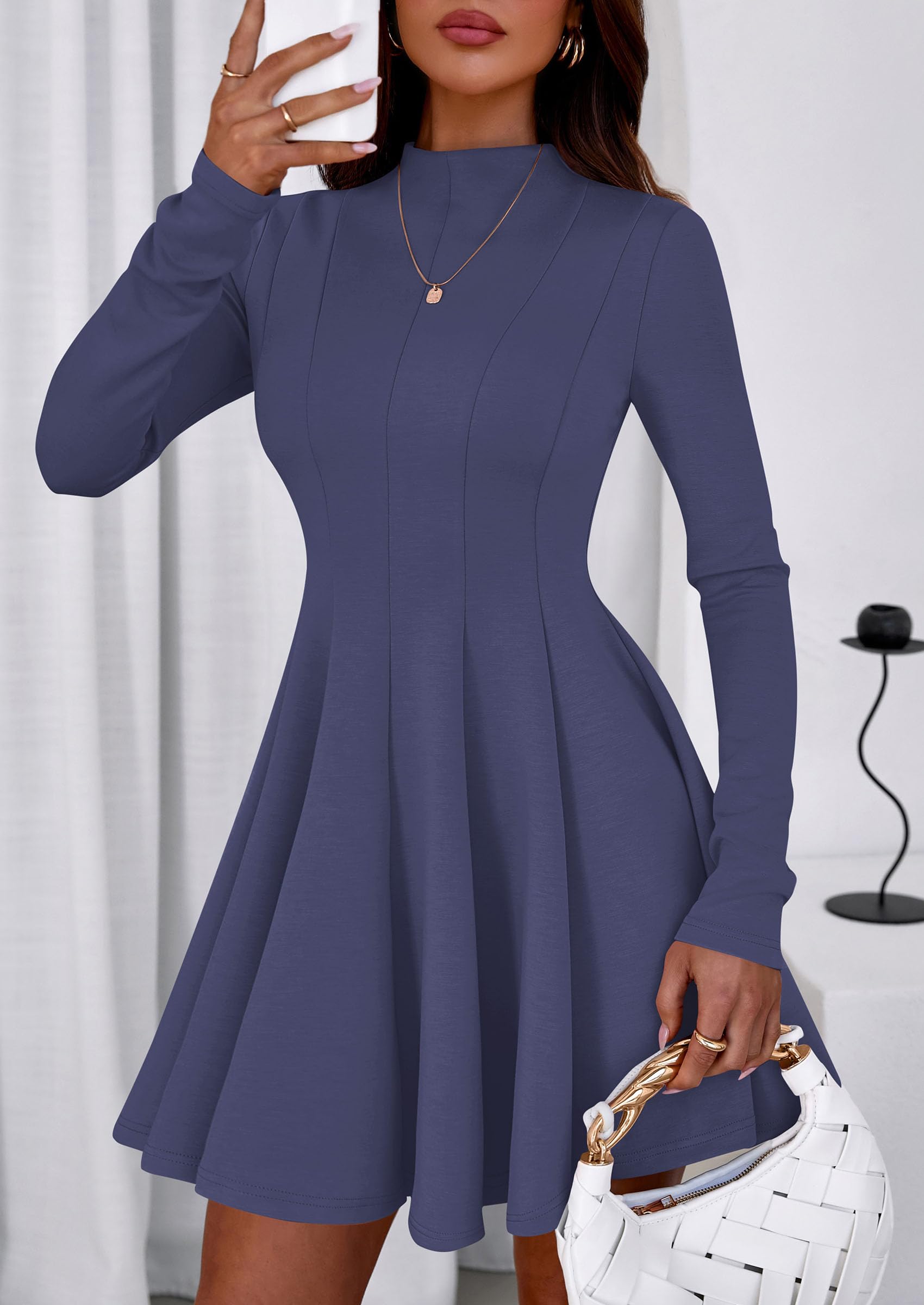 Fall Dresses for Women Long Sleeve Flowy Mini Homecoming Dress