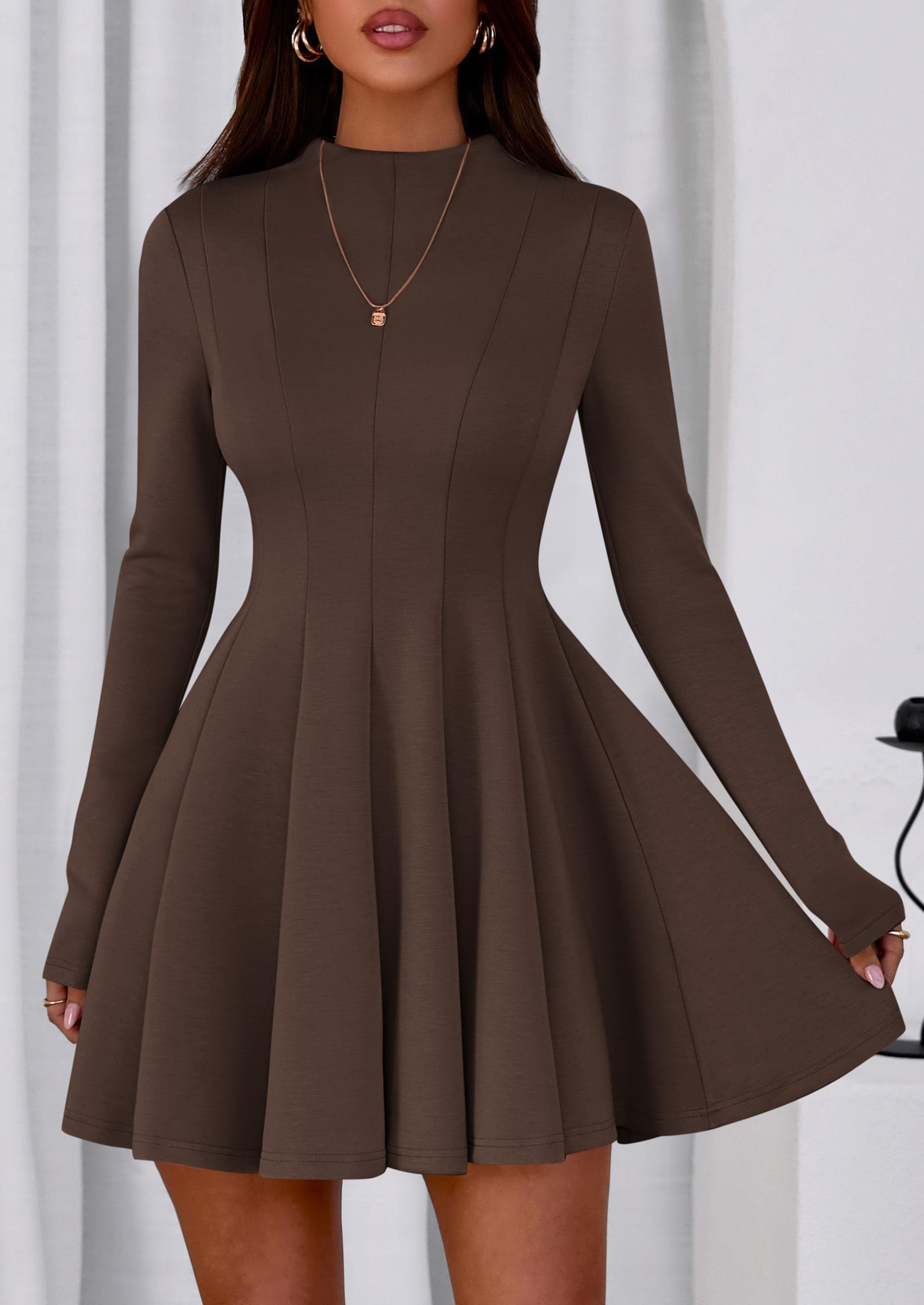Fall Dresses for Women Long Sleeve Flowy Mini Homecoming Dress