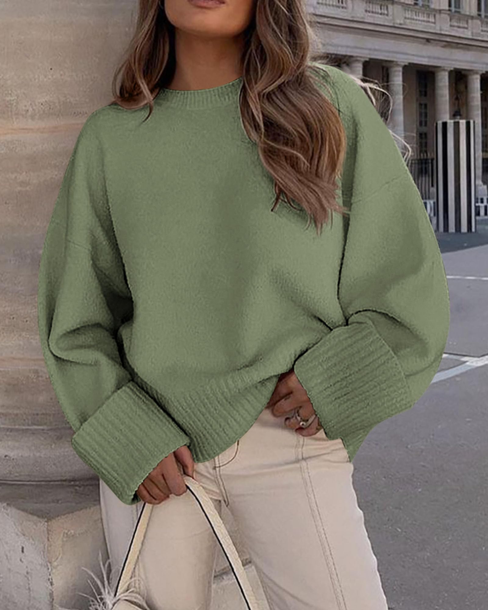 Women's Fall Fashion Cozy Oversized Sweaters(Army Green,XS)