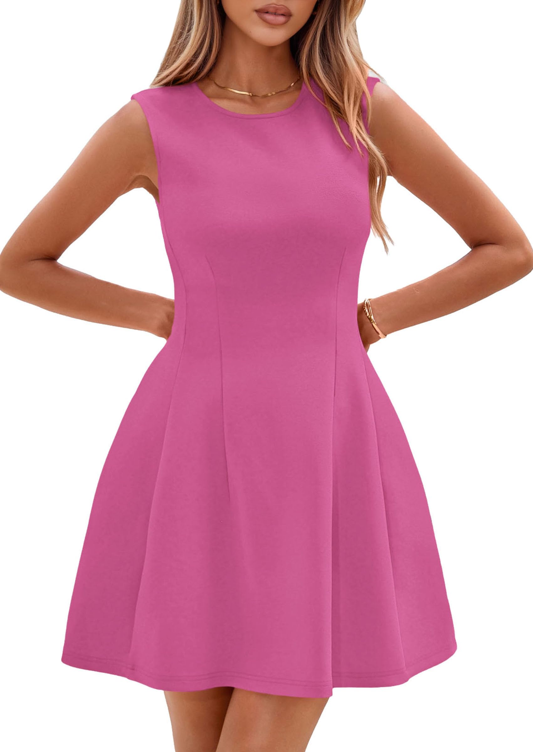 Women's A Line Elegant Summer Cocktail Dresses, Rose Pink,XS