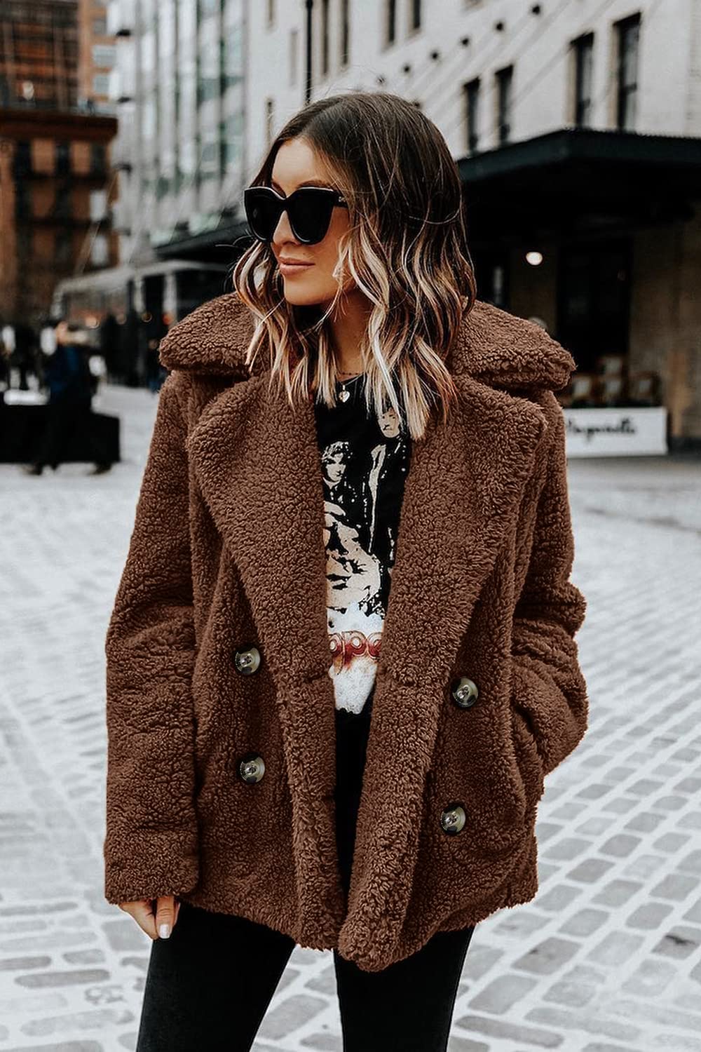 Oversized Sherpa Fleece Jacket Women's Winter Coats Outerwear