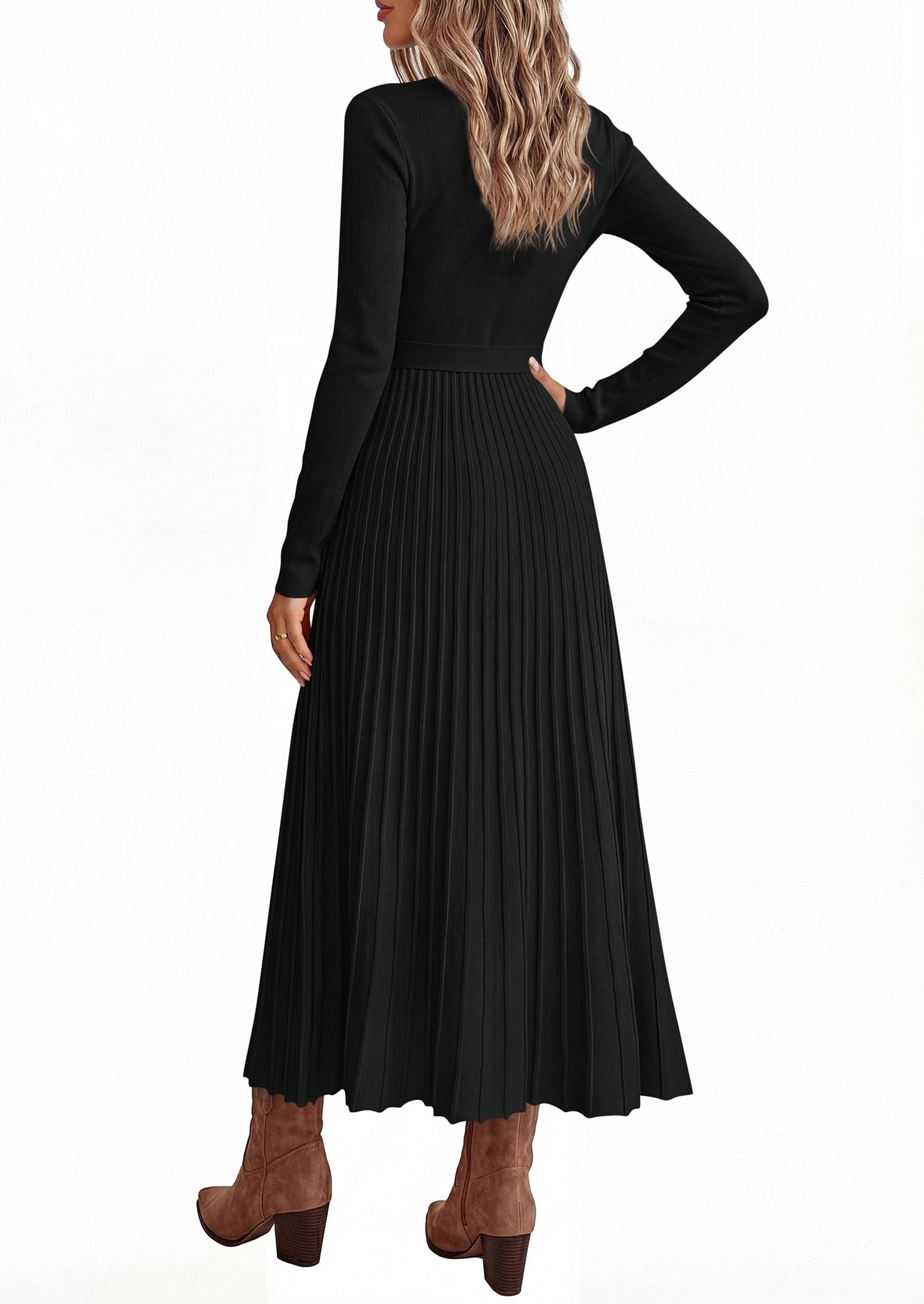 Womens Fall Maxi Long Sleeve Sweater Dress,Black,S
