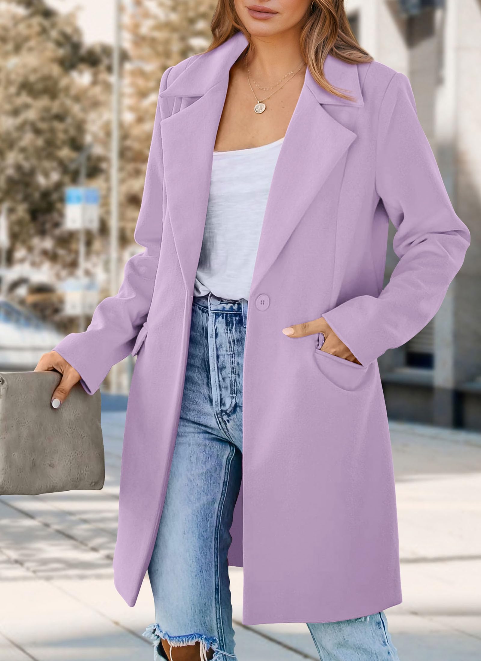 Women's Business Casual Long Blazer Jackets(Purple,S)