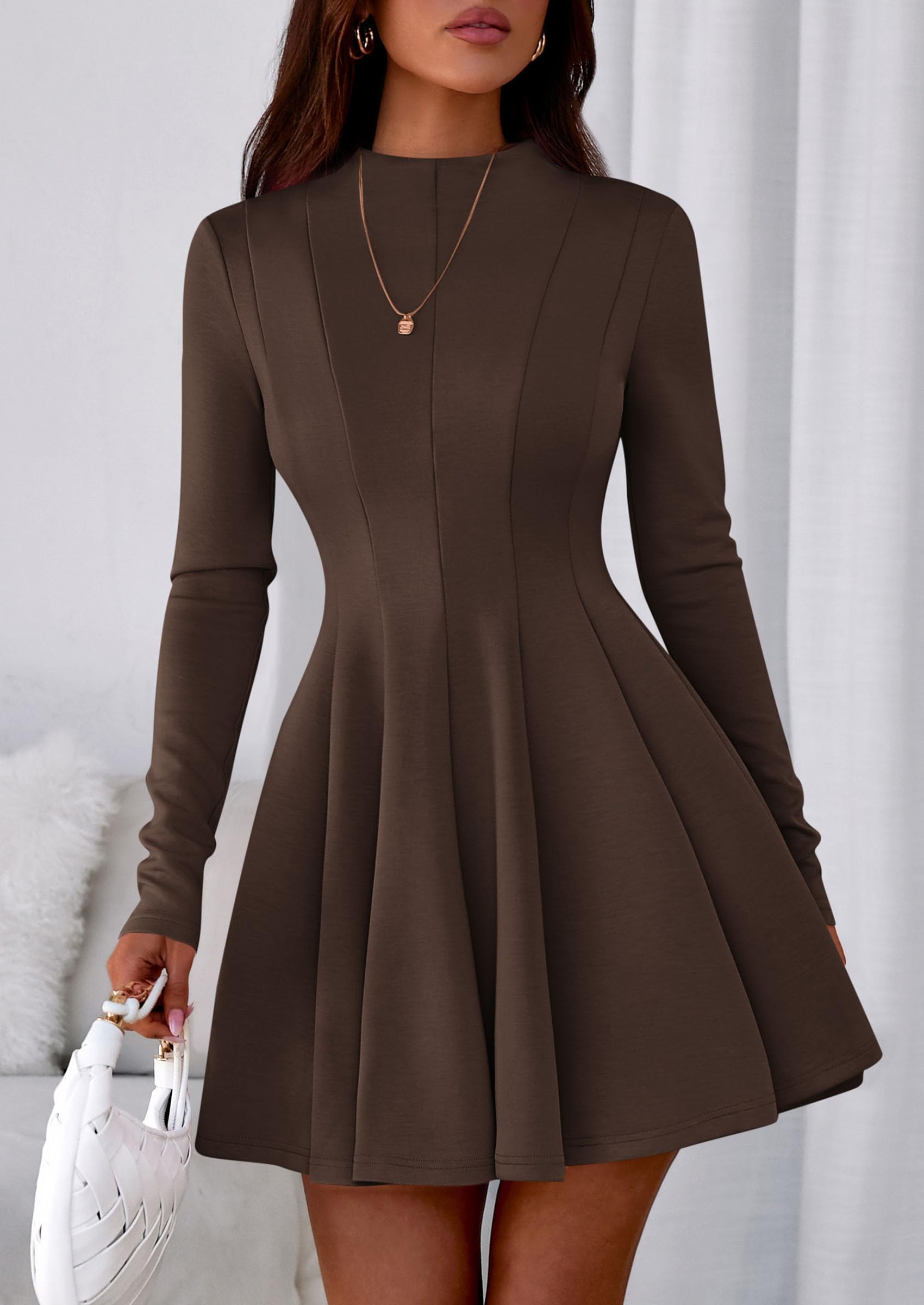 Fall Dresses for Women Long Sleeve Flowy Mini Homecoming Dress