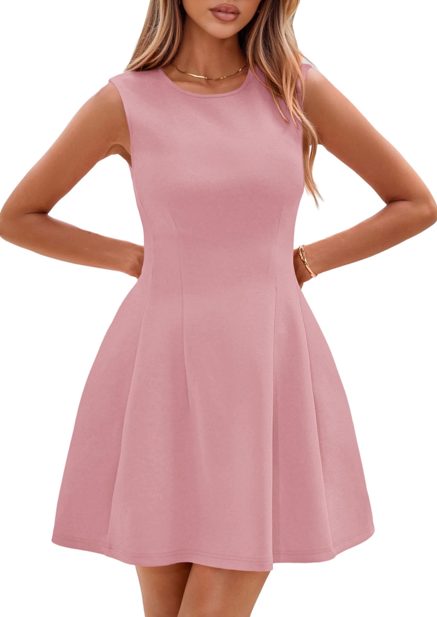 Women's A Line Elegant Summer Cocktail Dresses, Dusty Pink,XS