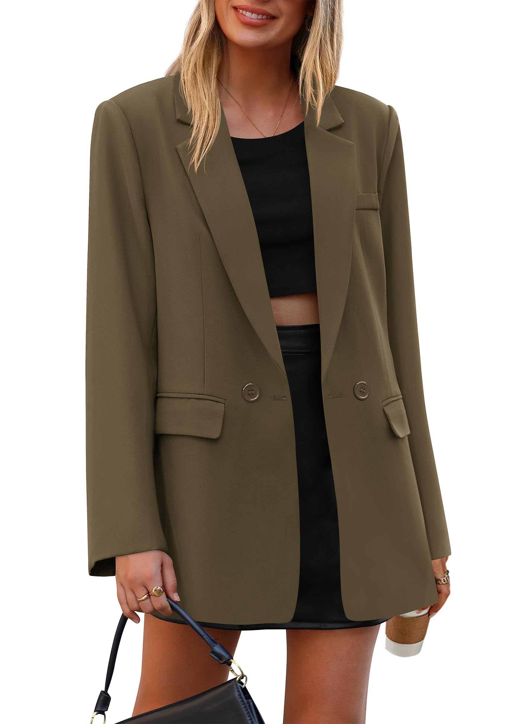 Women's Fall Business Casual Oversized Blazers(Army Green,S)
