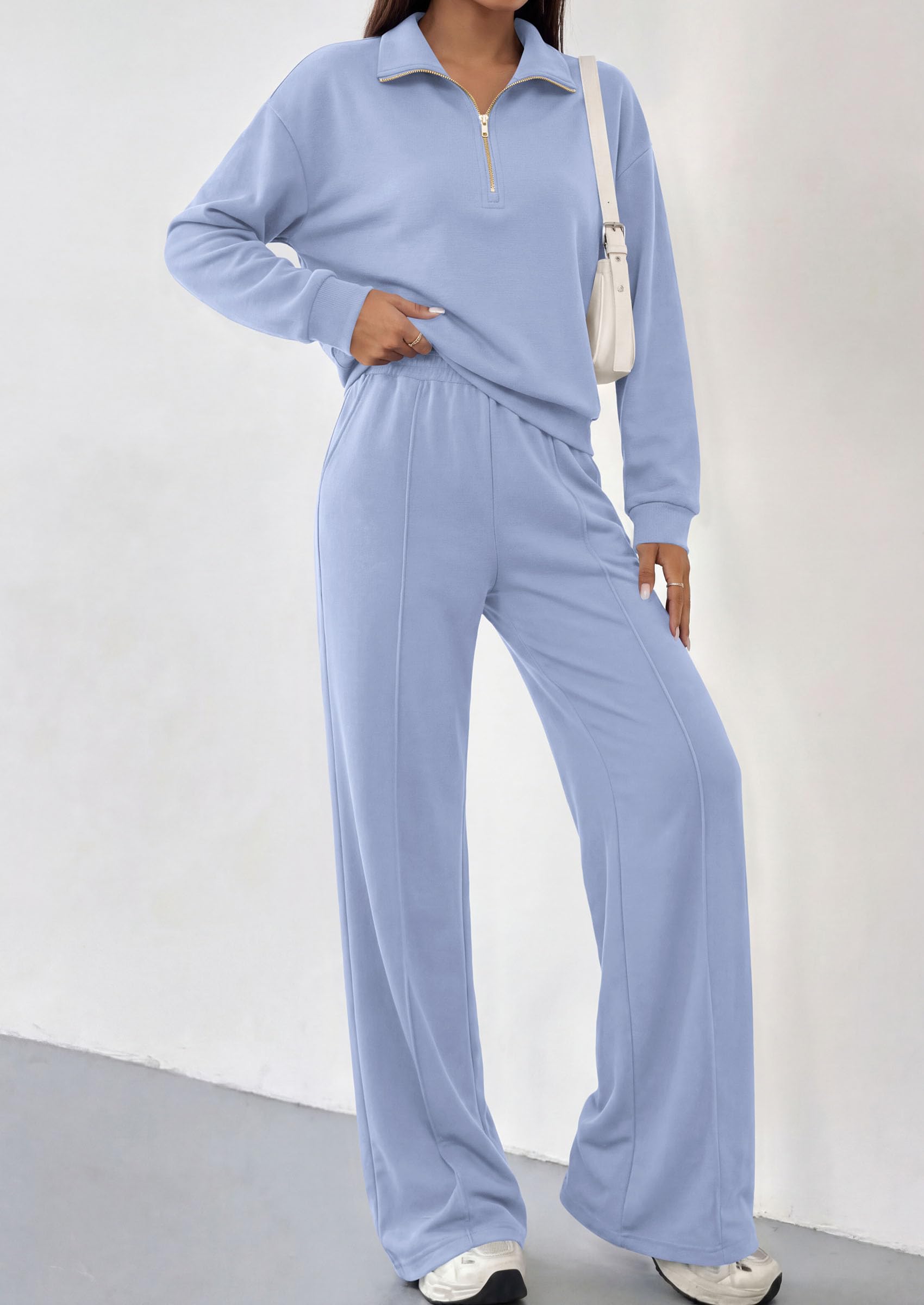 Women's Lounge Sets 2 Piece Outfits Sweatsuits,Light Blue,S