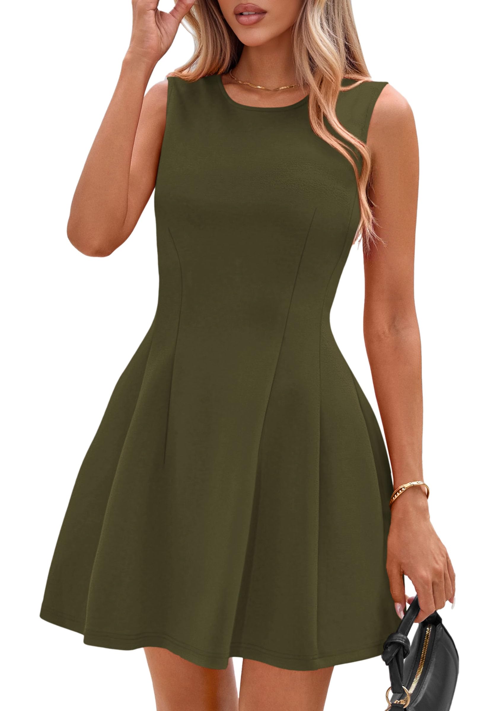 Women's A Line Elegant Summer Cocktail Dresses, Army Green,XS
