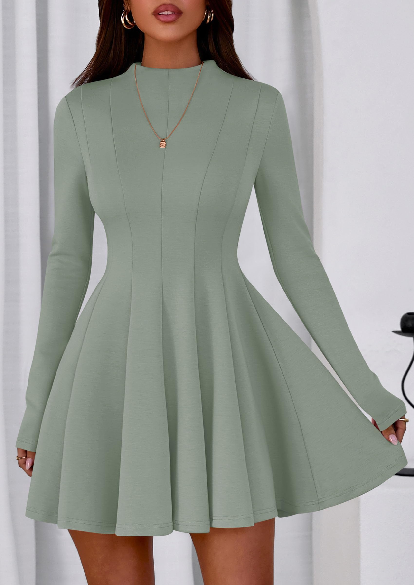 Fall Dresses for Women Long Sleeve Flowy Mini Homecoming Dress