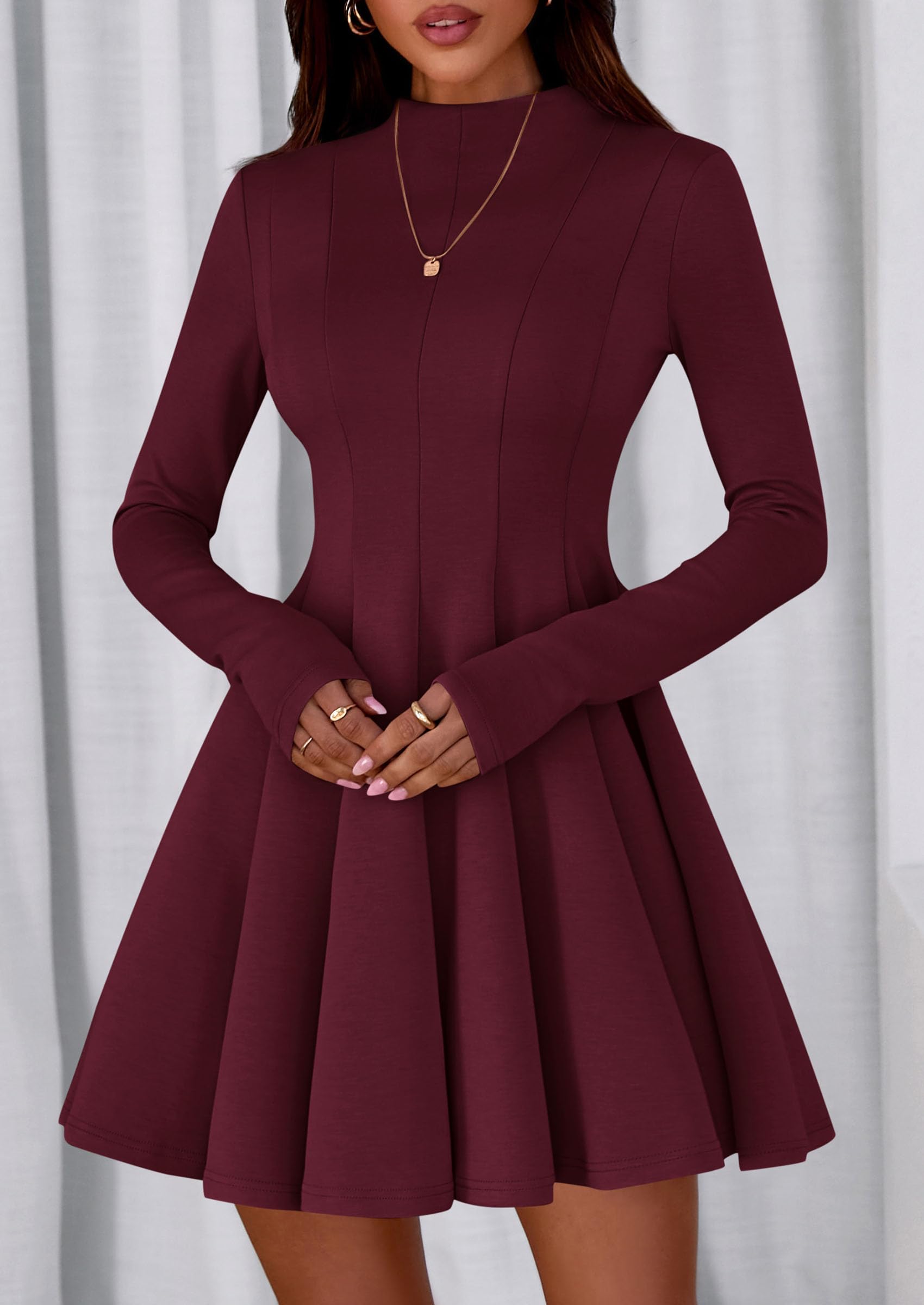 Fall Dresses for Women Long Sleeve Flowy Mini Homecoming Dress