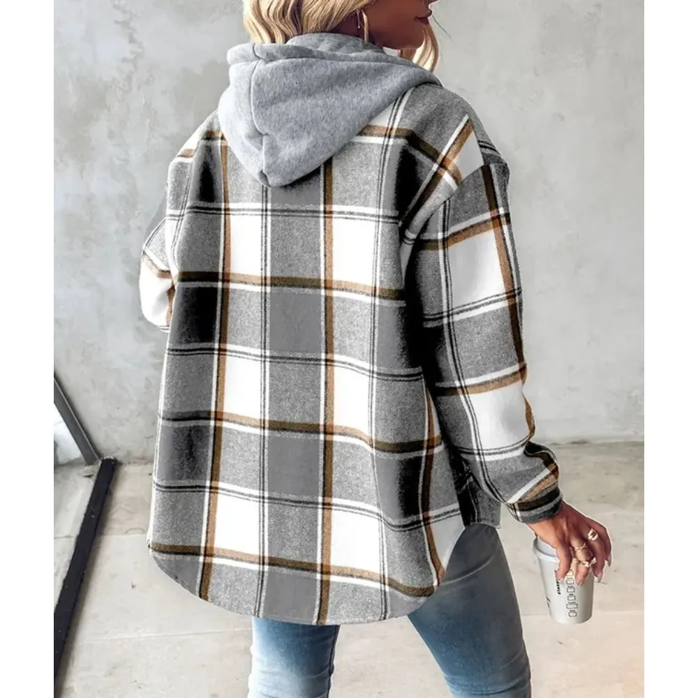 Women's Plaid Fleece Lined Hoodie