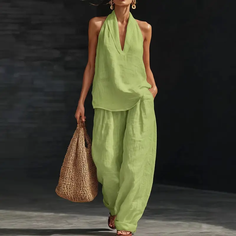 Boho Linen Two Piece Set - Perfect for Beach