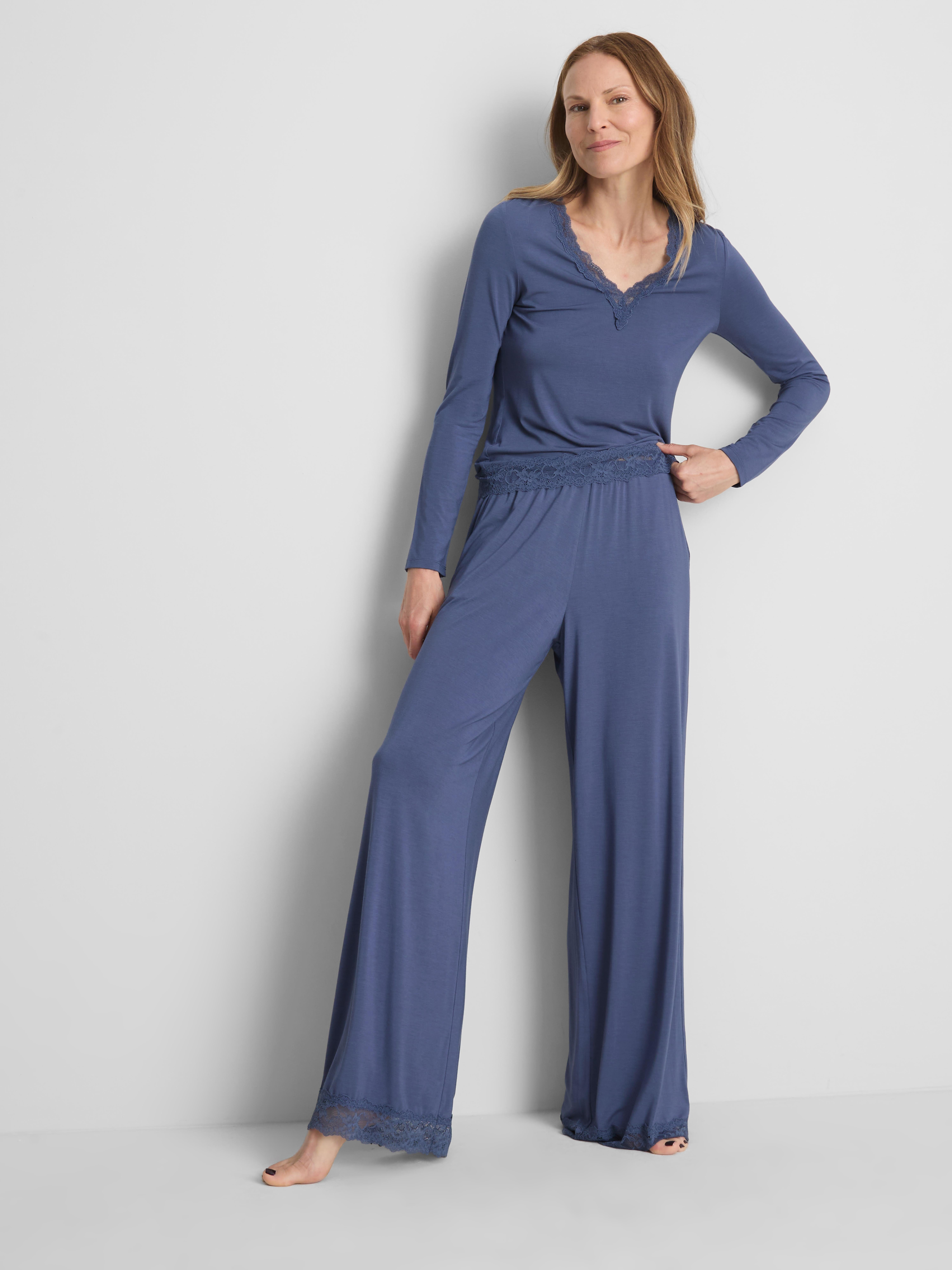 Modal-Rich Lace-Trim Pajama Bottoms