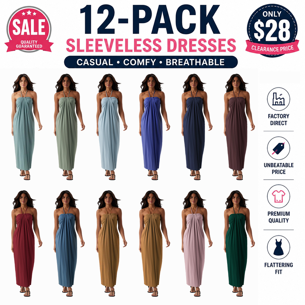 ⚡FINAL SALE⚡Women's Halter Tie Back Maxi Dress with Pockets