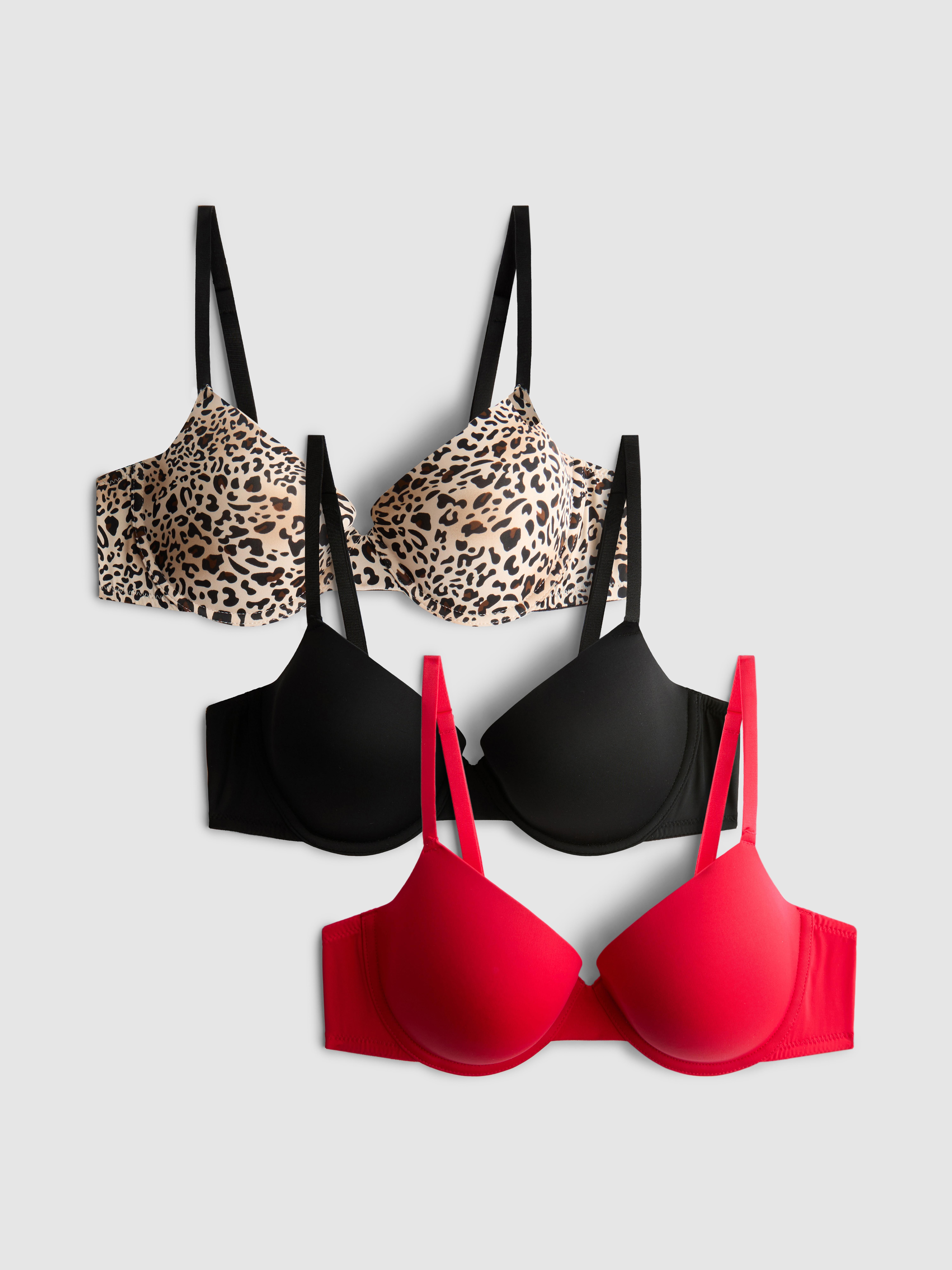 3pk A-E Printed T-Shirt Bras