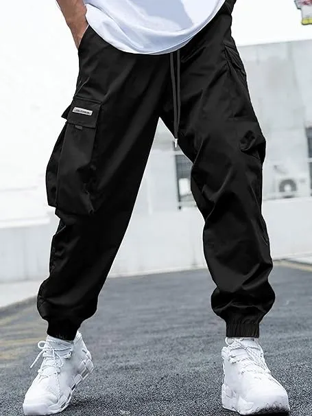 Men's Baggy Solid Color Drawstring Casual Cargo Pants