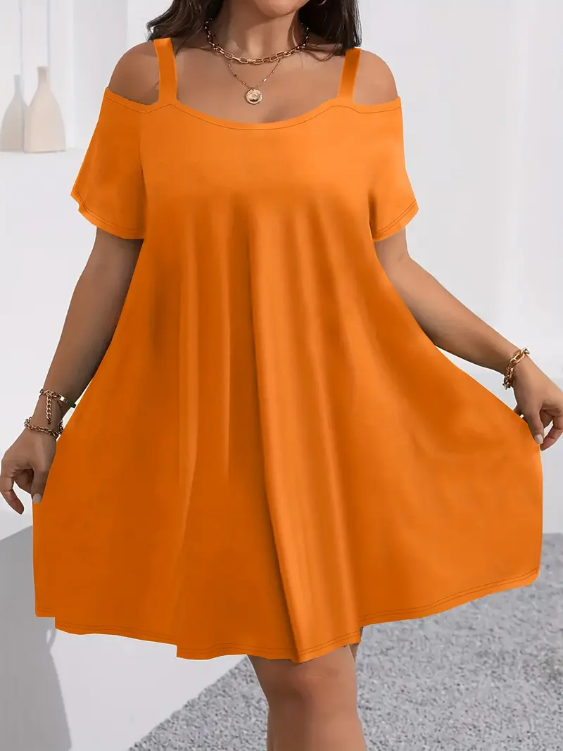 ⚡FINAL SALE⚡- Plus Size Shoulder Cut Out Fitted Midi Dress