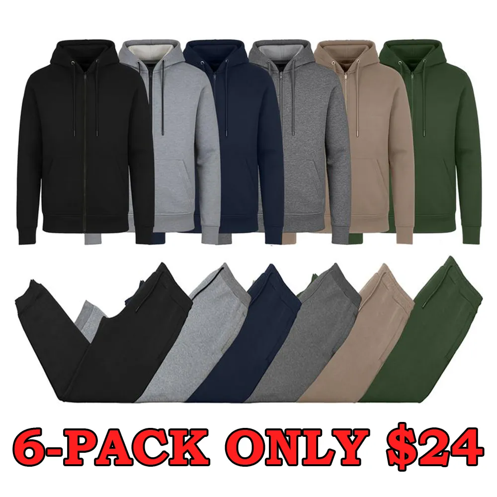 Men’s Multi Pack Fleece Zip Hoodie & Jogger Sets