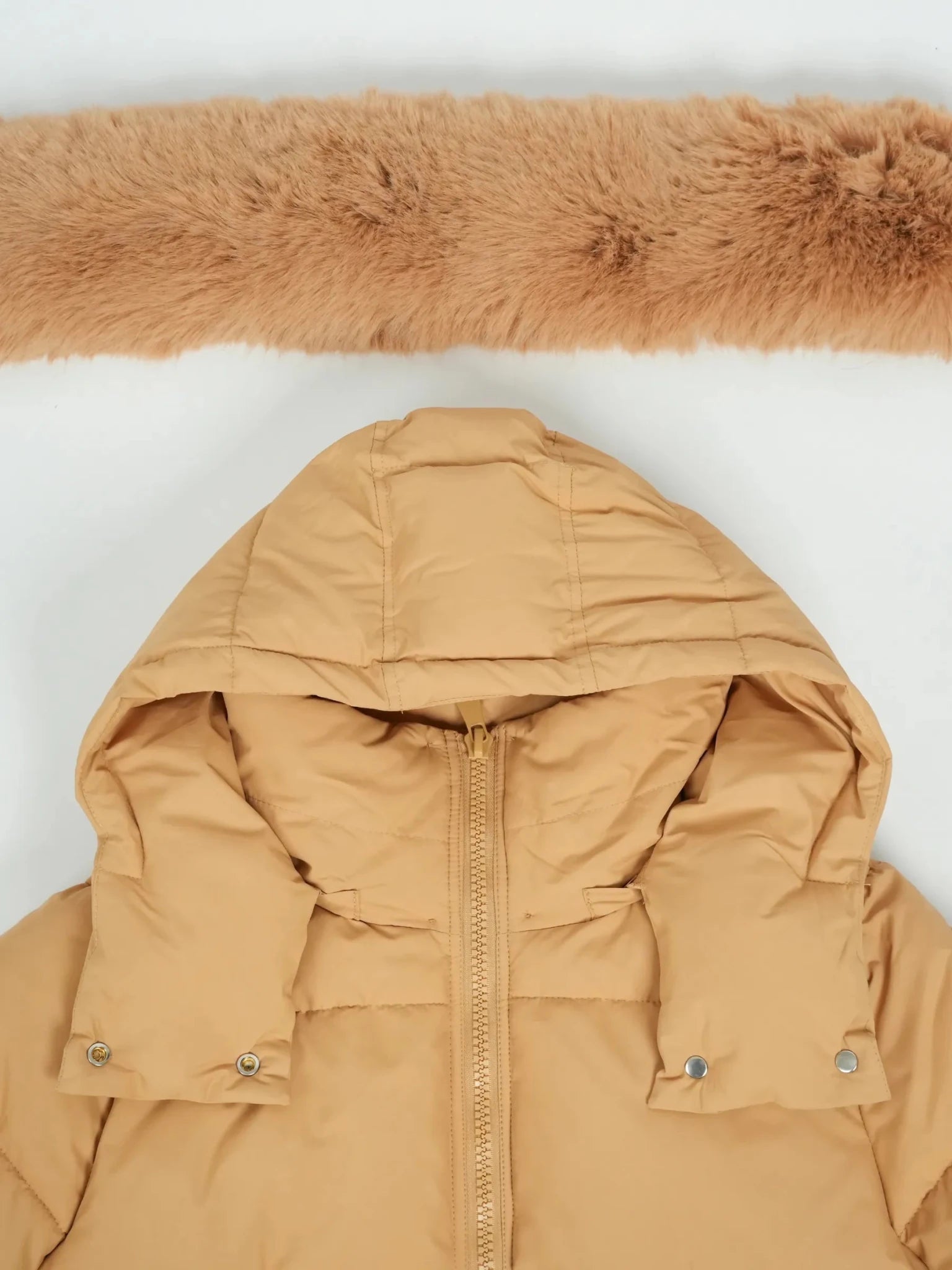 Detachable Faux Fur Collar Hooded Puffer