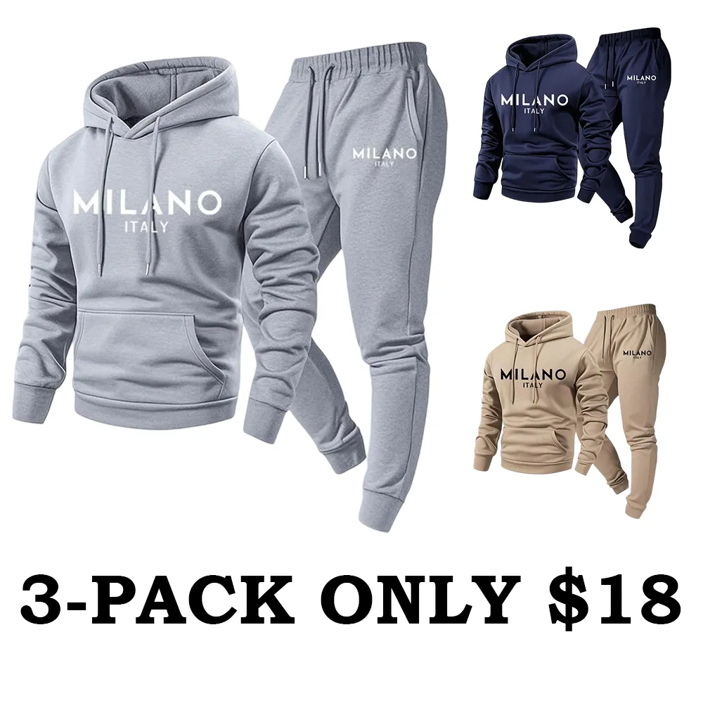 Men's Milano Printed Hoodie and Drawstring Sweatpants Set