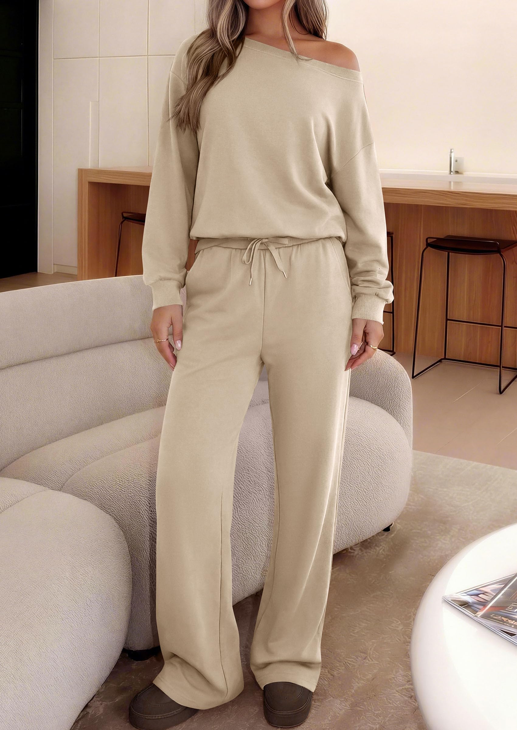 2 Piece Sets for Women Off the Shoulder Matching Lounge Set