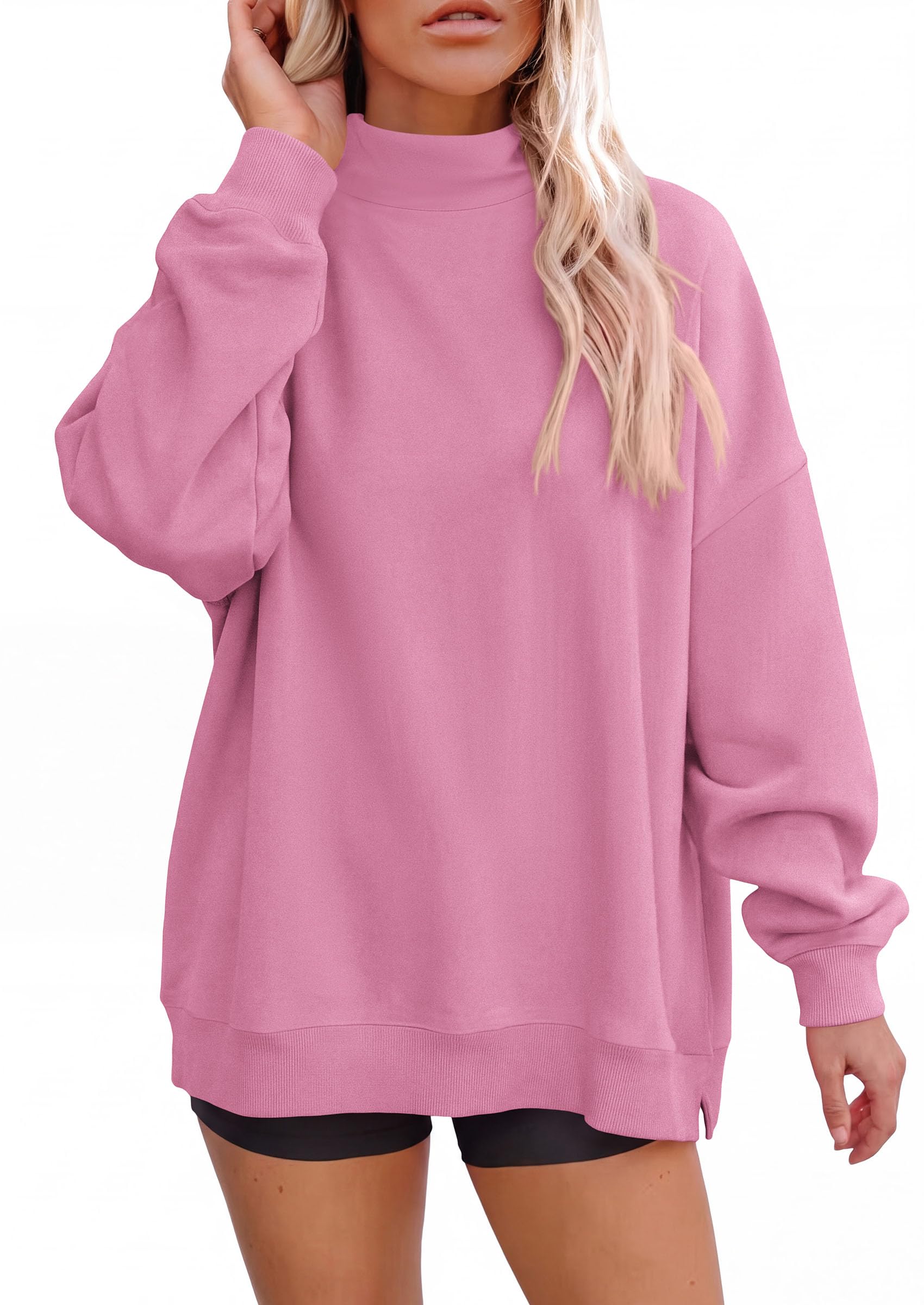 Womens Mock Neck Sweatshirt Oversized Pullover Fall Outfits
