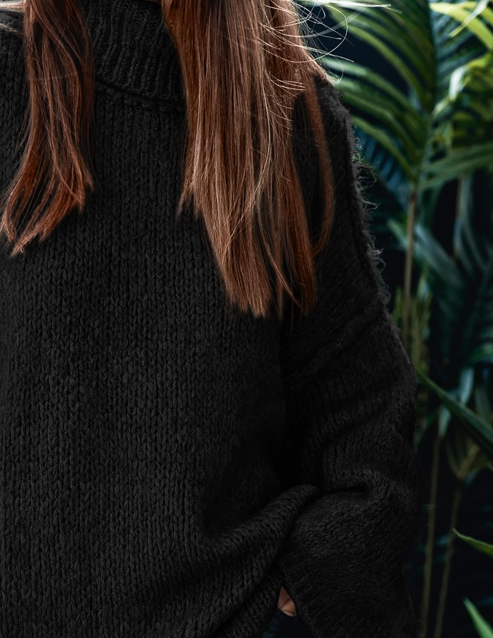 Womens Turtleneck Long Sleeve Oversized Sweaters,Black,S