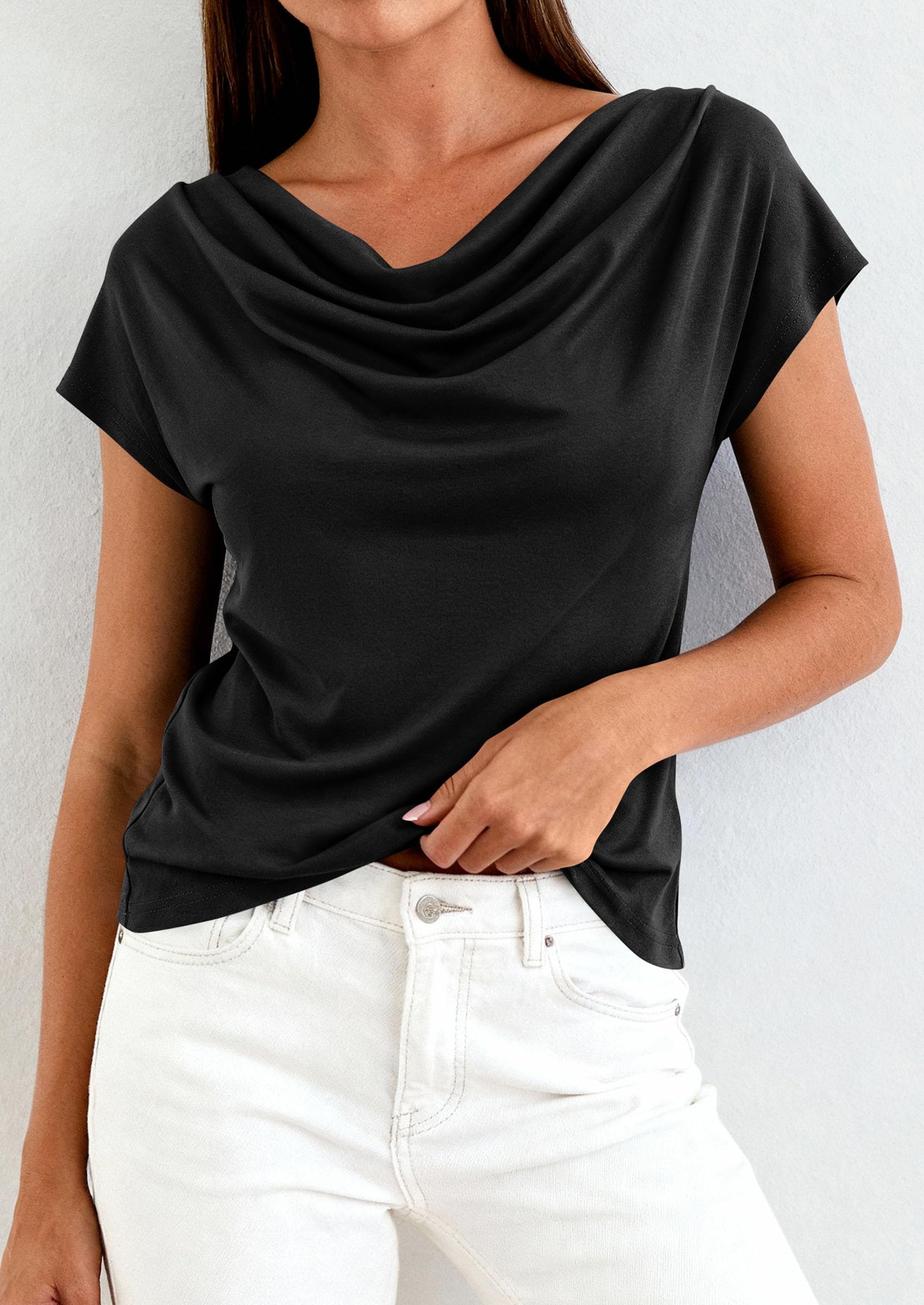 Womens Tops Dressy Business Casual Work Blouses, Black,XS
