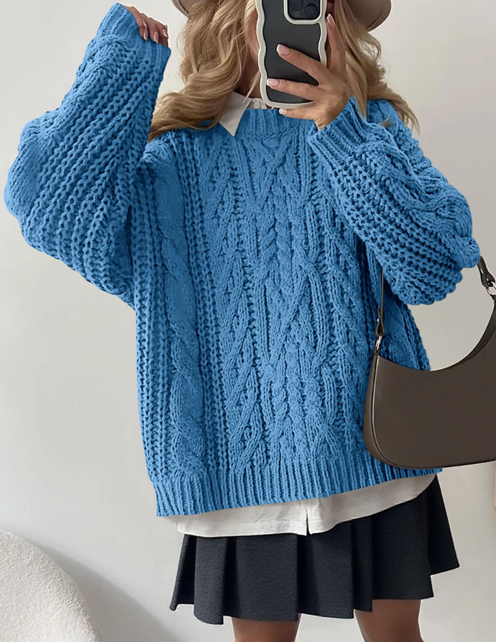 Womens Oversized Fall Sweaters Chunky Cable Knit Pullover Tops