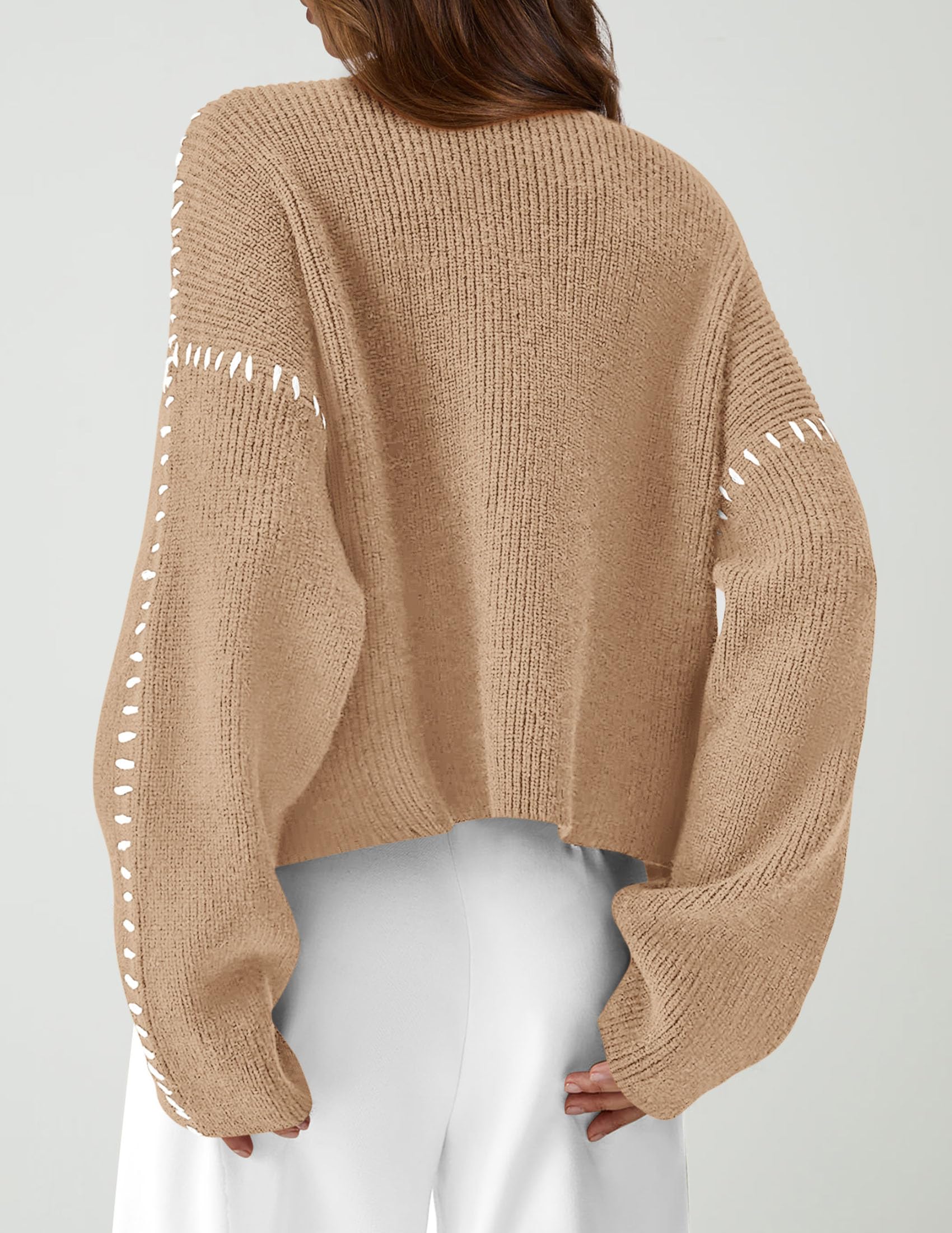 Womens Chunky Knit Oversized Pullover Sweaters,Light Khaki,S
