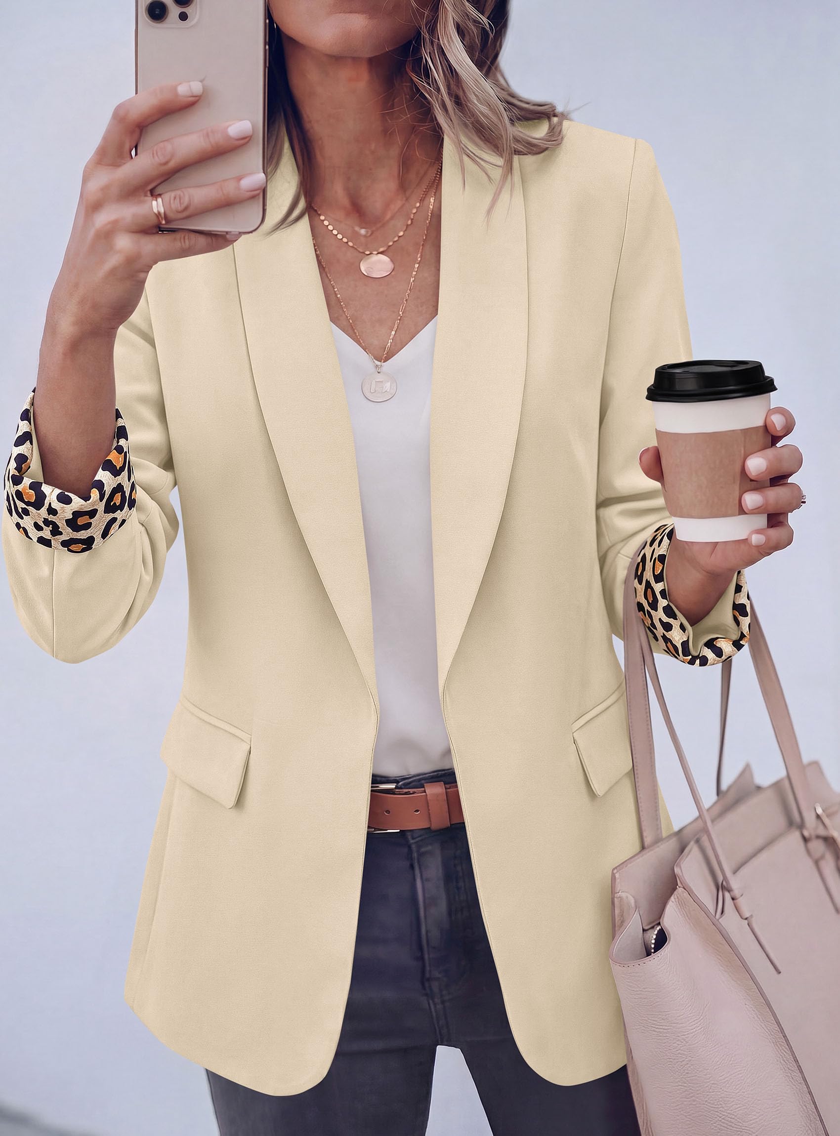 Blazers for Women Business Casual Open Front Lapel Suit Jacket