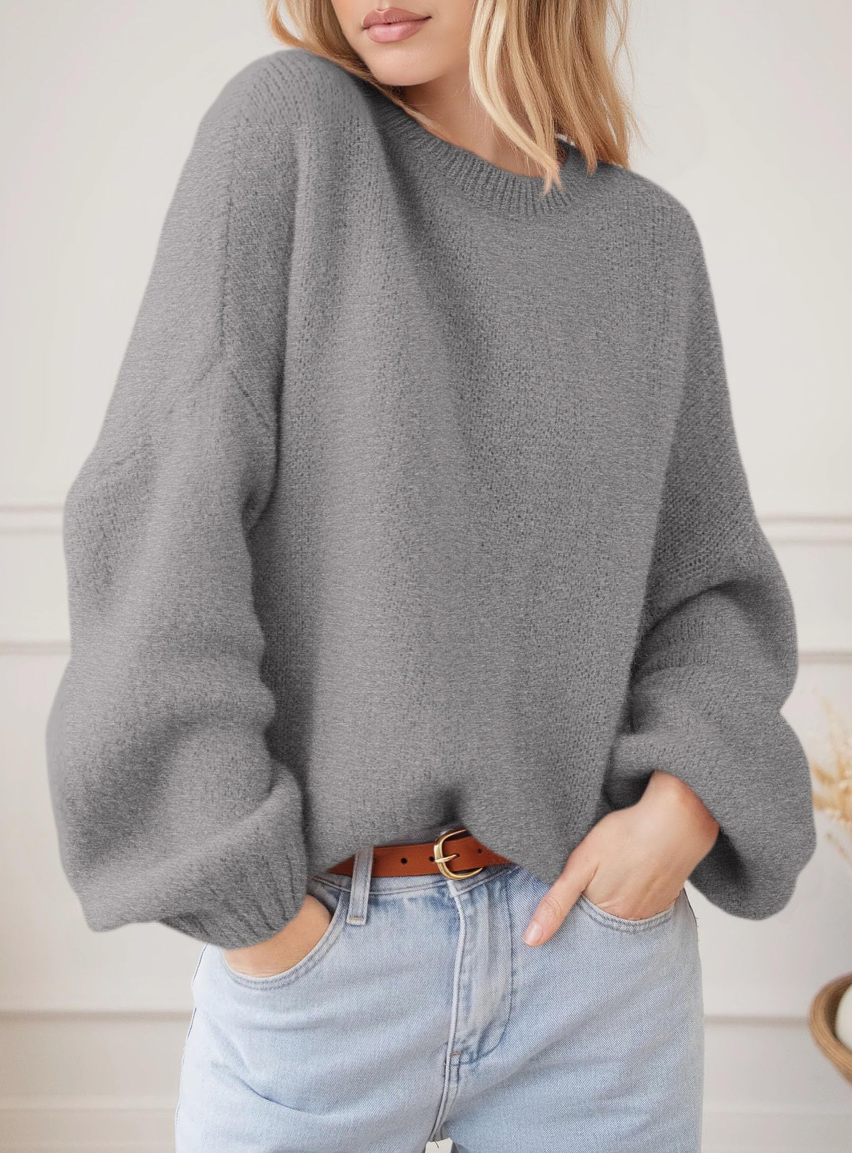 Women's Fall Oversized Holiday Sweaters (Grey,S)