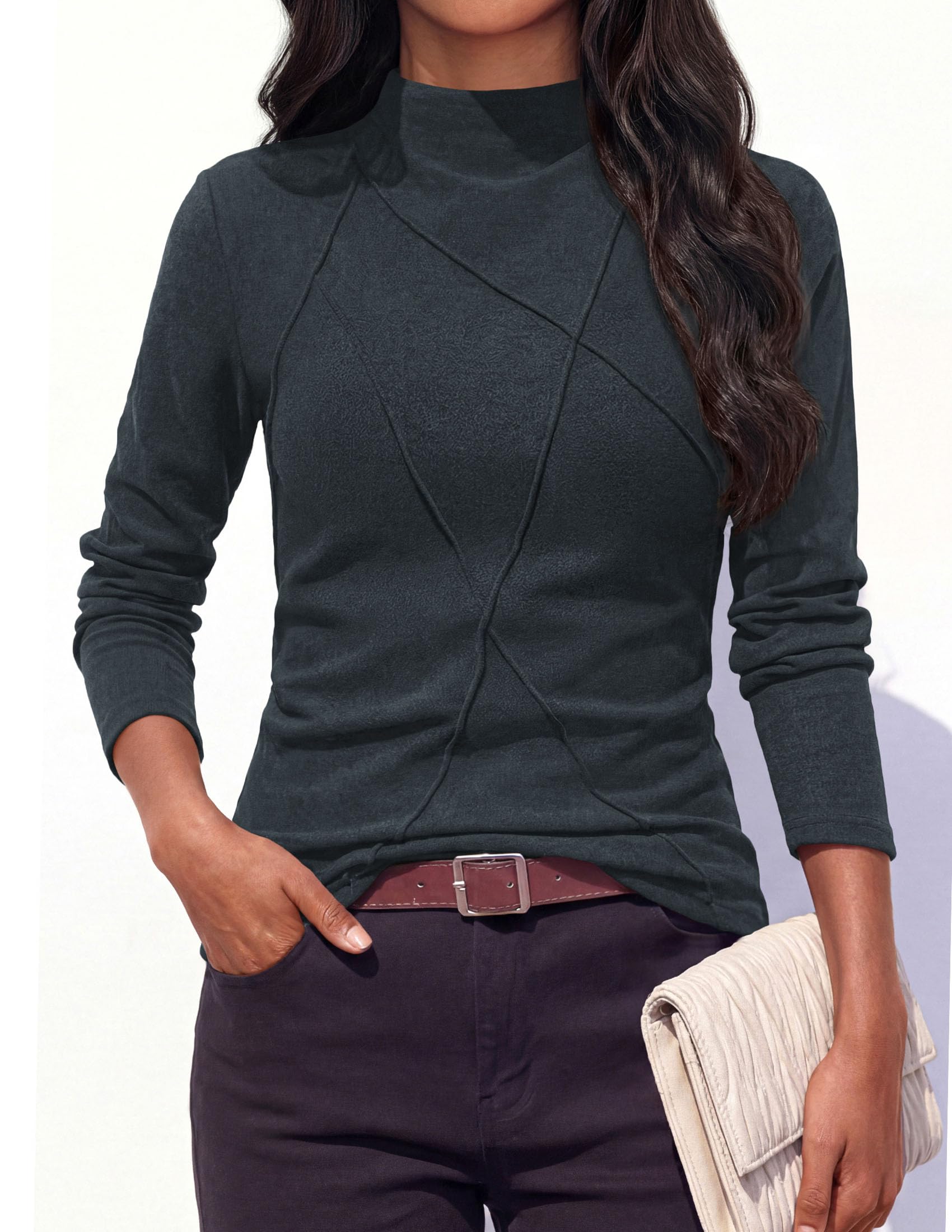 Women's Mock Neck Long Sleeve Shirts Underscrub Fall Tops