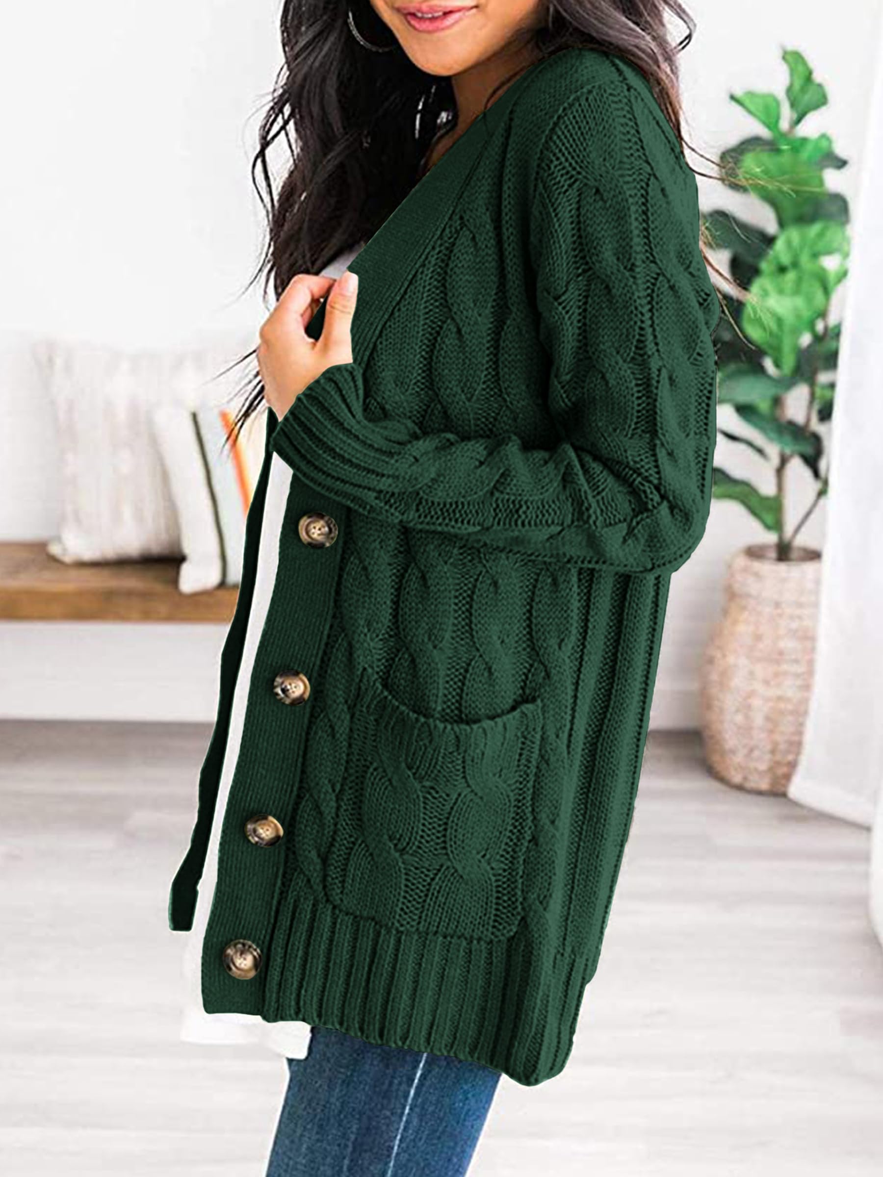Women Chunky Cable Knit Cardigan Sweaters Fall Fashion Clothes